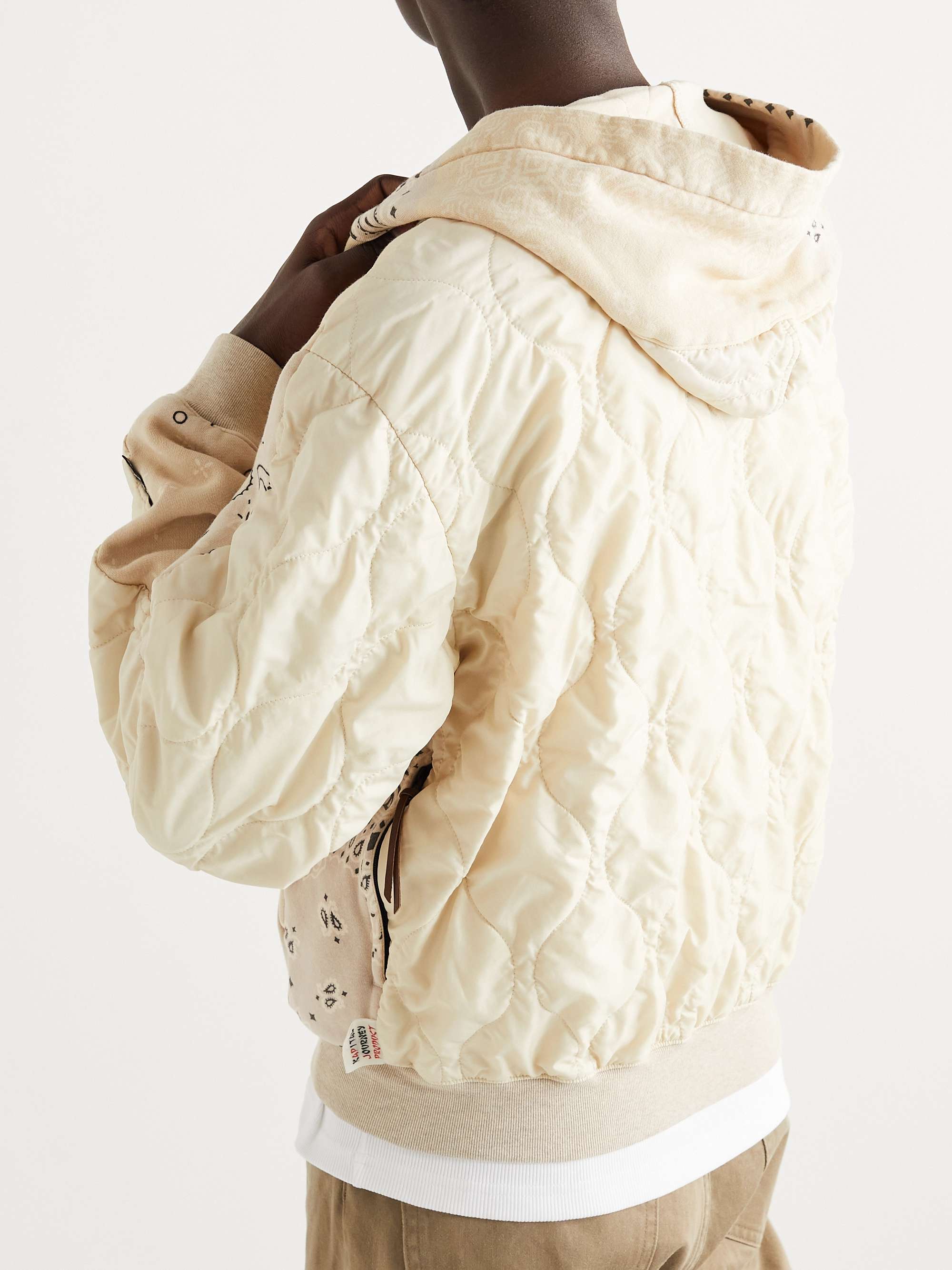 KAPITAL Shell-Trimmed Printed Cotton-Jersey Zip-Up Hoodie