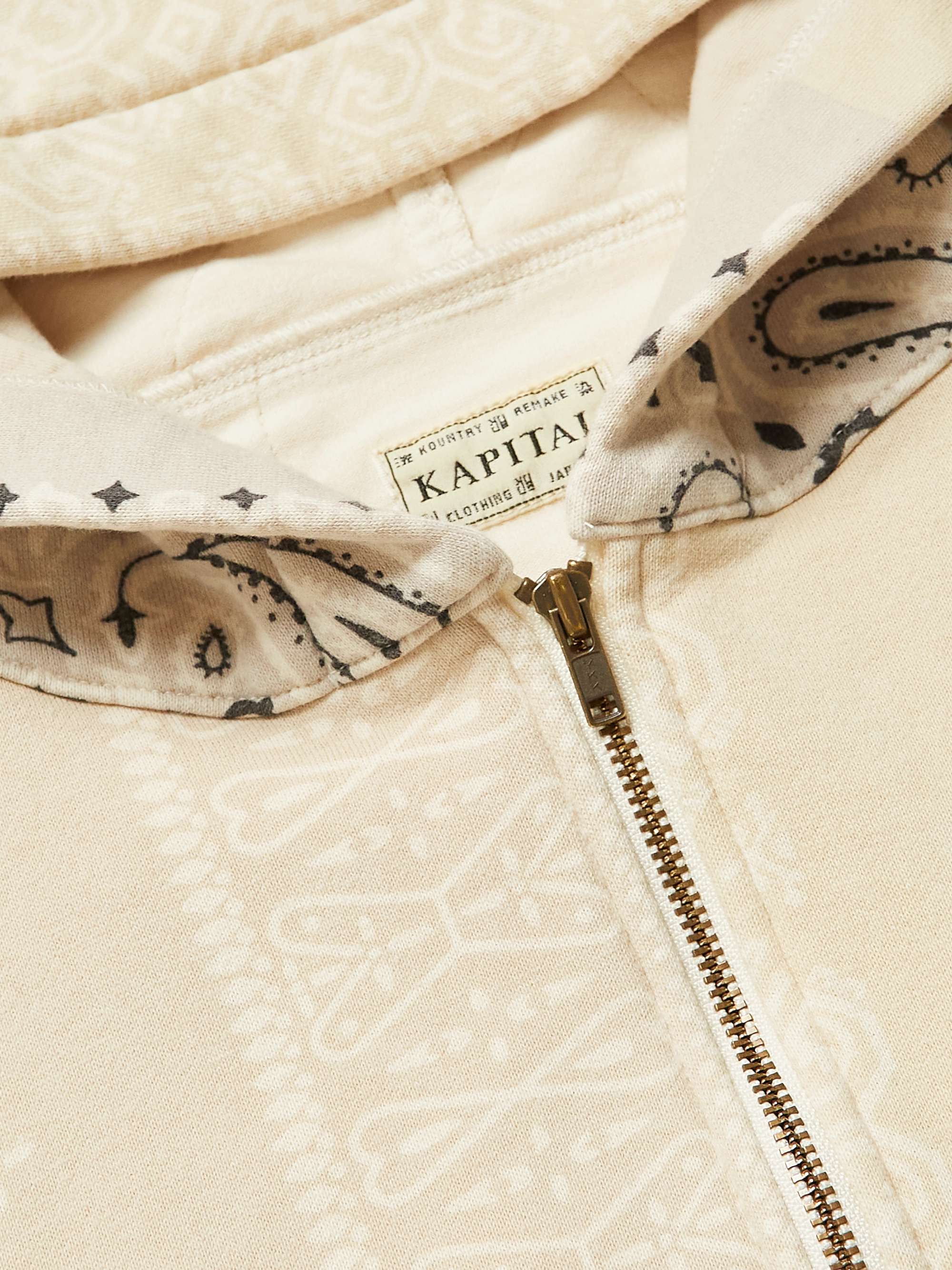 KAPITAL Shell-Trimmed Printed Cotton-Jersey Zip-Up Hoodie
