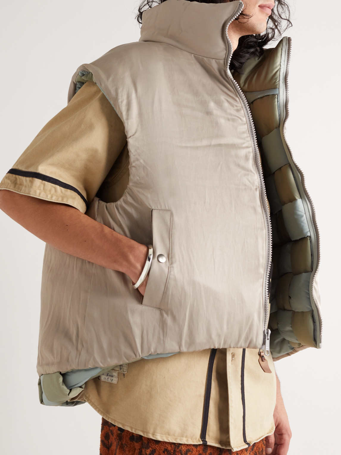 Kapital Reversible Quilted Padded Shell Gilet In Gray
