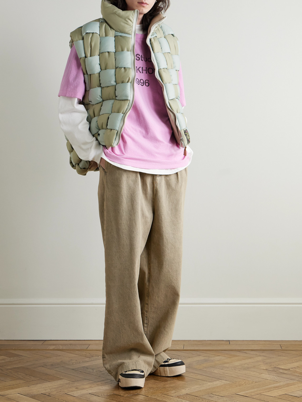 Kapital Reversible Quilted Padded Shell Gilet In Gray