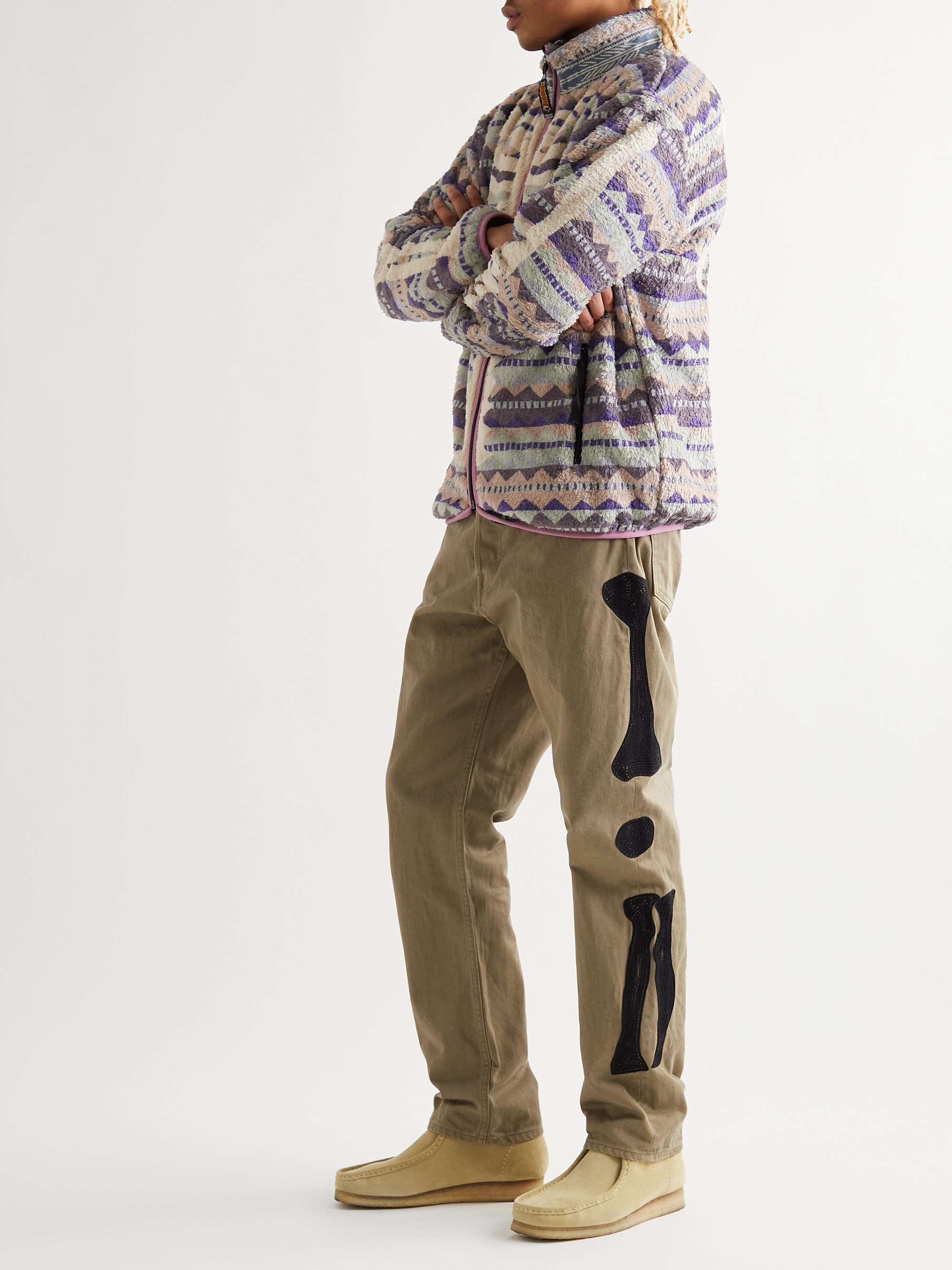 KAPITAL Okagilly Straight-Leg Appliquéd Cotton Trousers