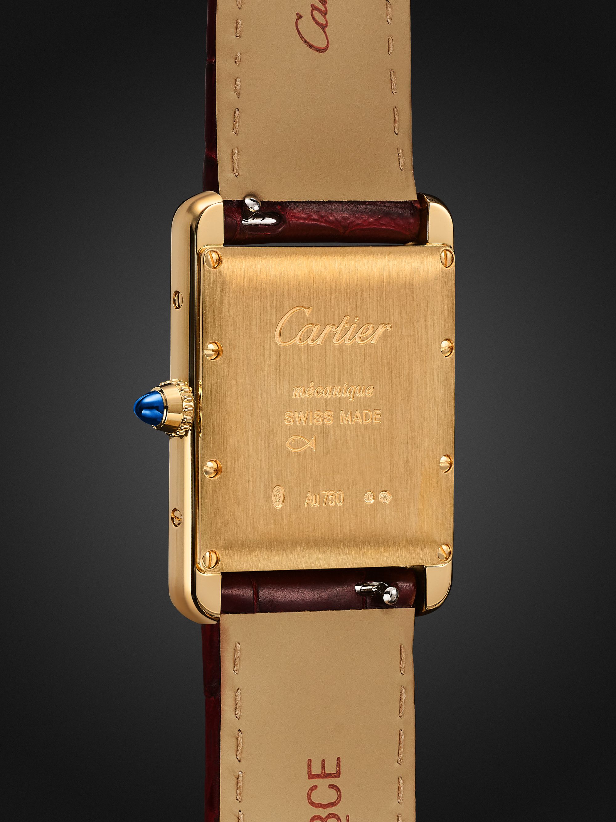 CARTIER Tank Louis Cartier Hand-Wound 25.5mm 18-Karat Gold and Alligator Watch, Ref. No. WGTA0093