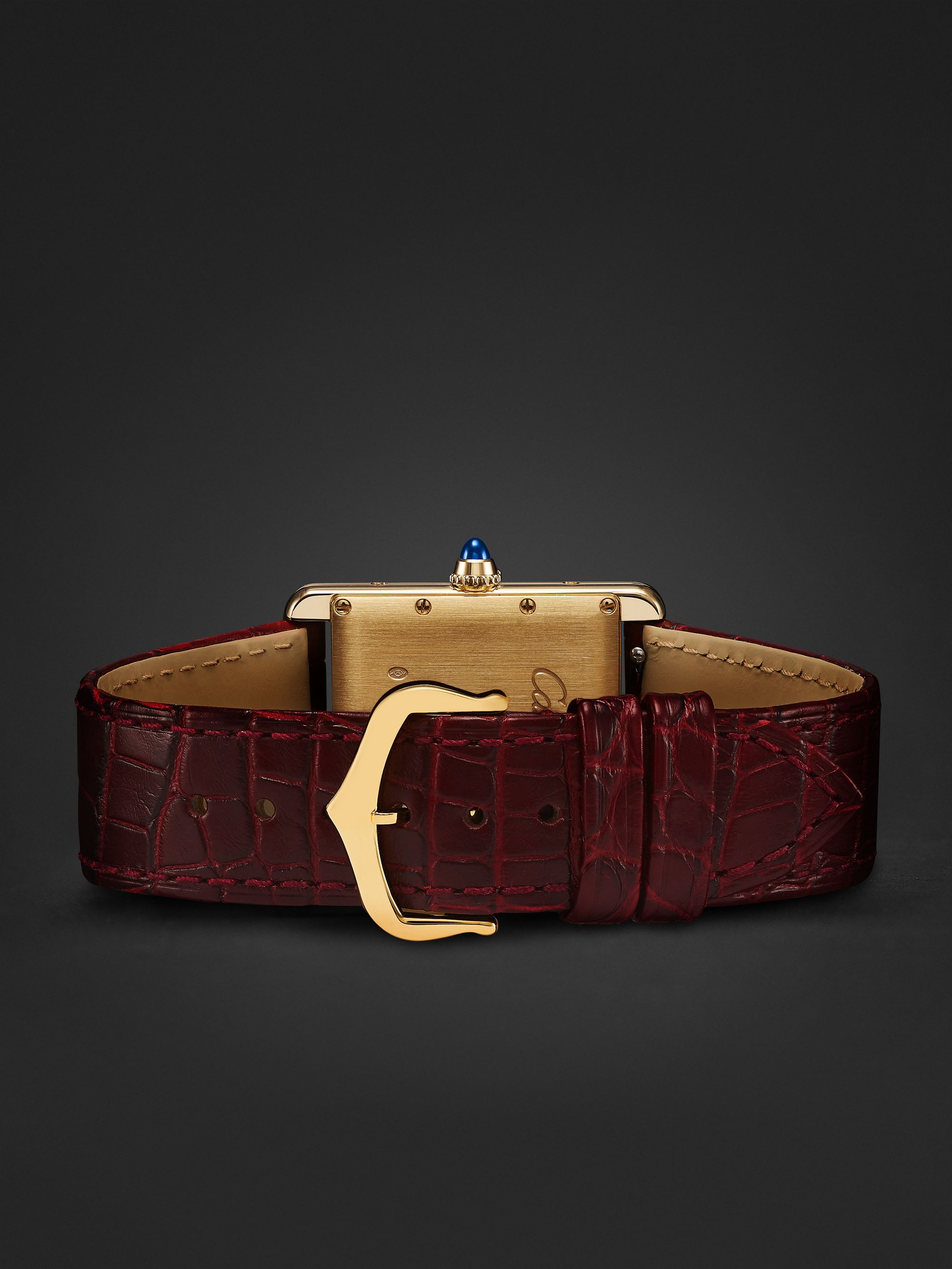CARTIER Tank Louis Cartier Hand-Wound 25.5mm 18-Karat Gold and Alligator Watch, Ref. No. WGTA0093