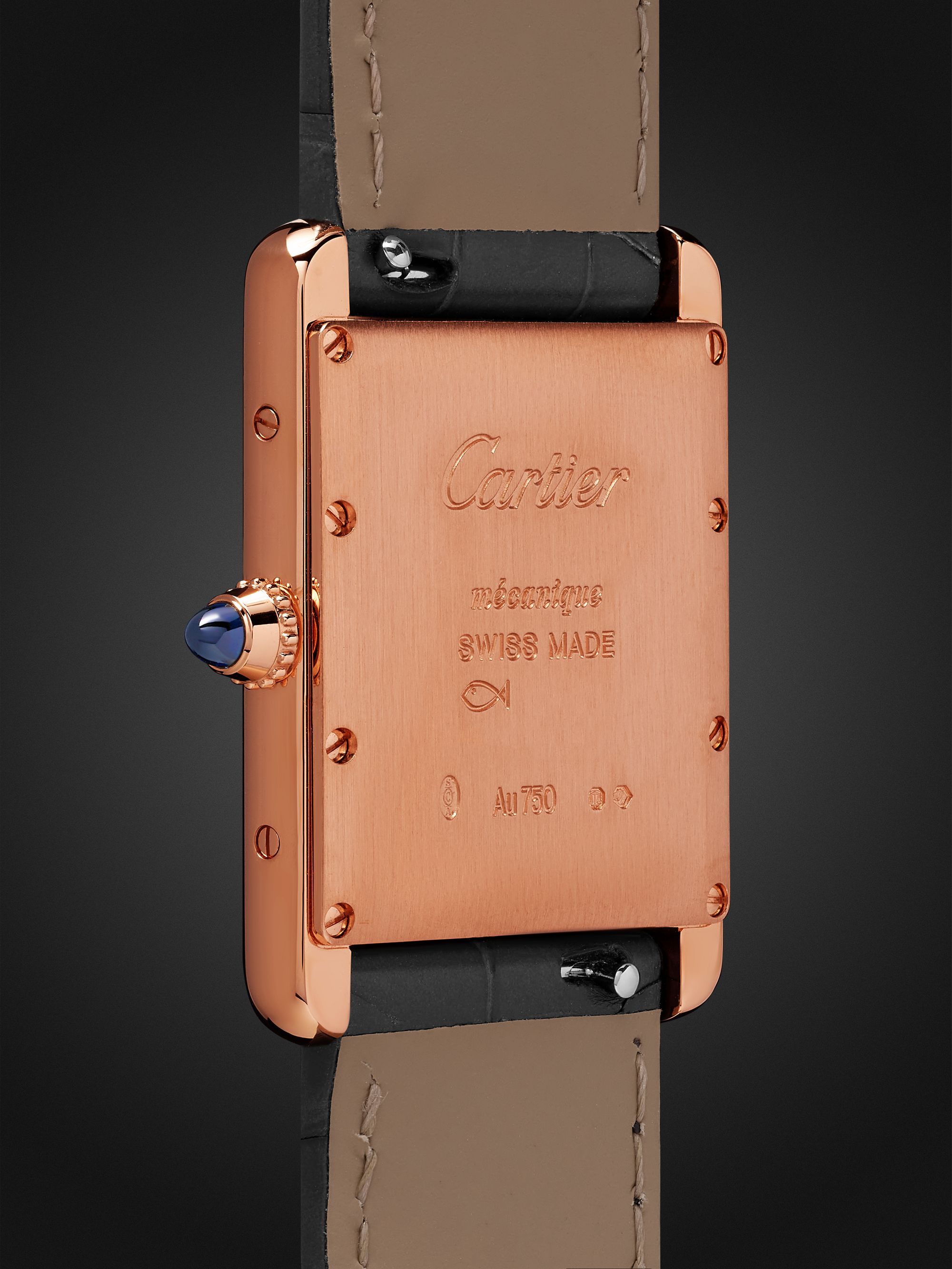 CARTIER Tank Louis Cartier Automatic 25.5mm 18-Karat Rose Gold and Alligator Watch, Ref. No. WGTA0092