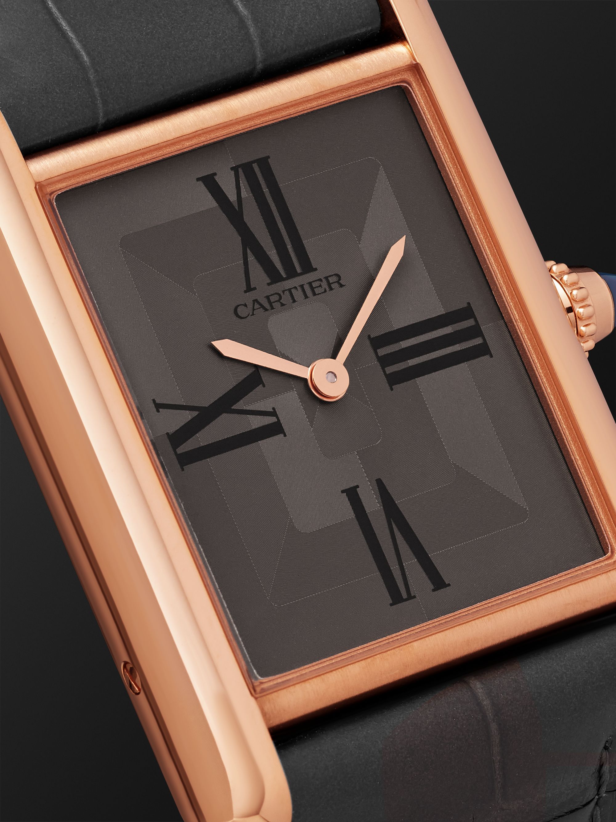 CARTIER Tank Louis Cartier Automatic 25.5mm 18-Karat Rose Gold and Alligator Watch, Ref. No. WGTA0092