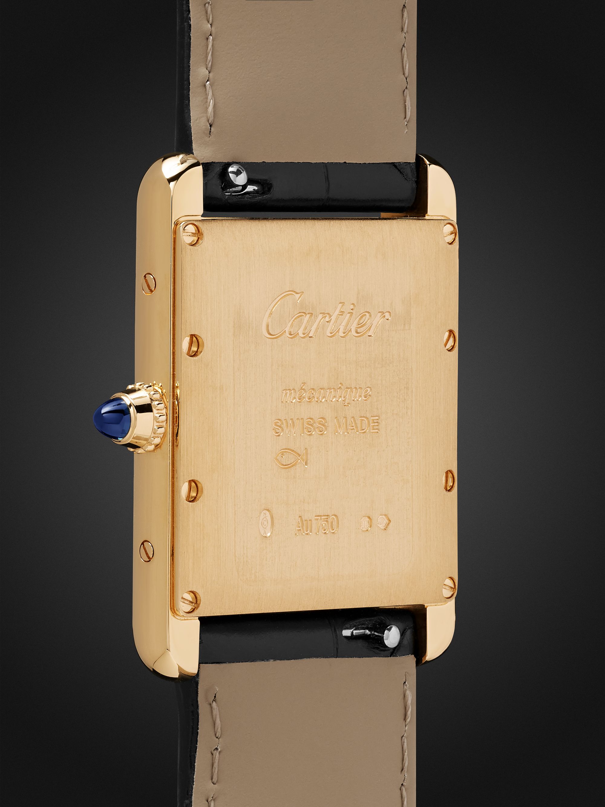 CARTIER Tank Louis Cartier automatic 25mm 18-karat gold and alligator watch