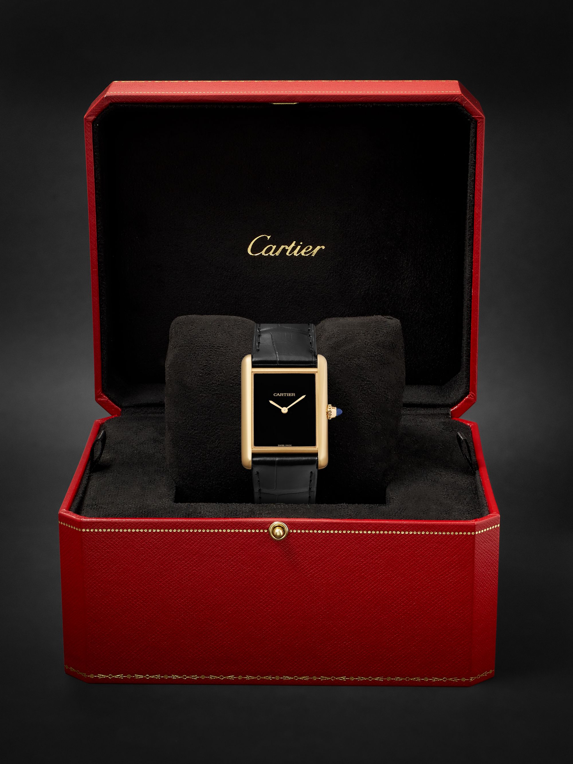 CARTIER Tank Louis Cartier automatic 25mm 18-karat gold and alligator watch