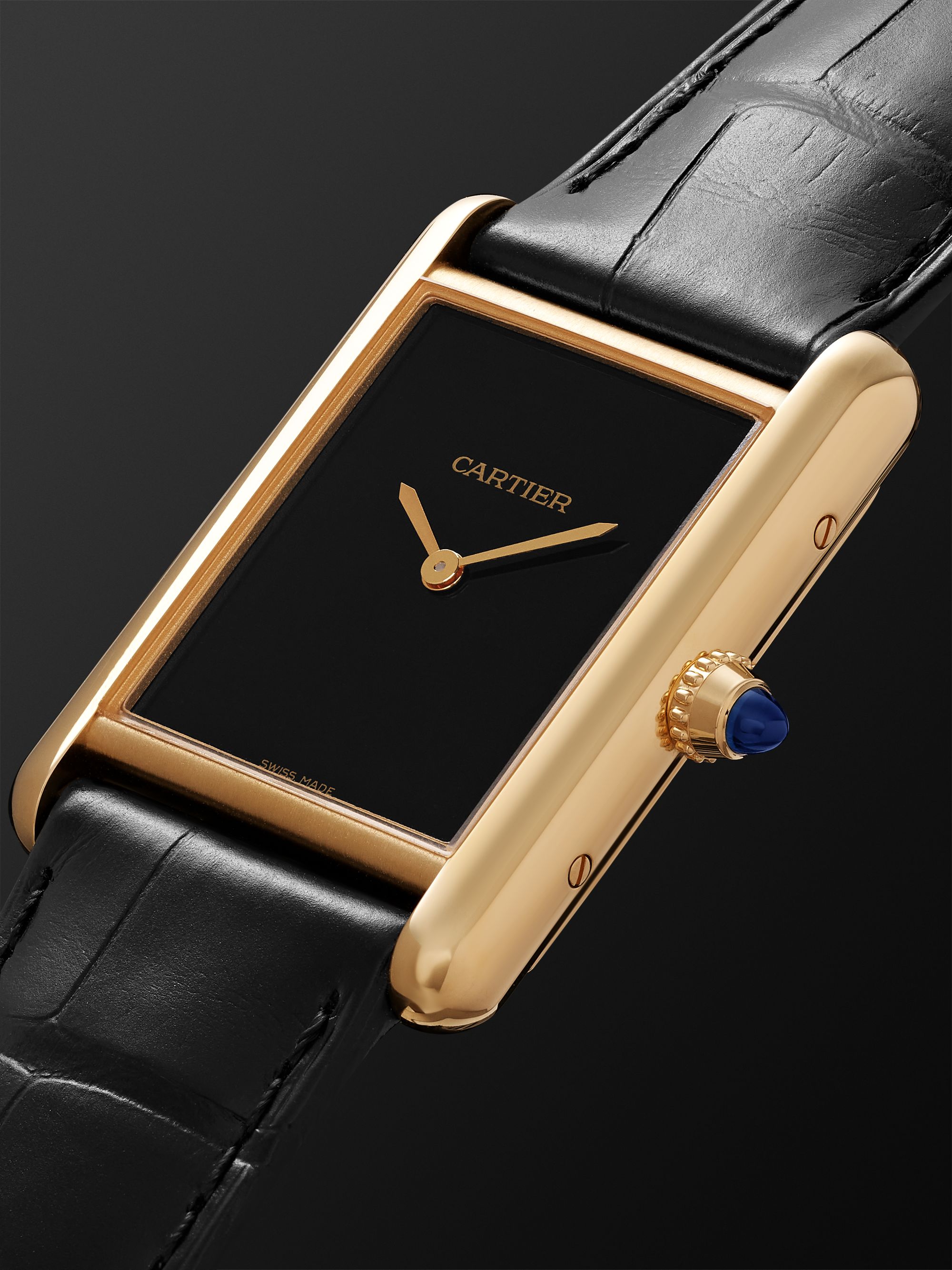 CARTIER Tank Louis Cartier automatic 25mm 18-karat gold and alligator watch