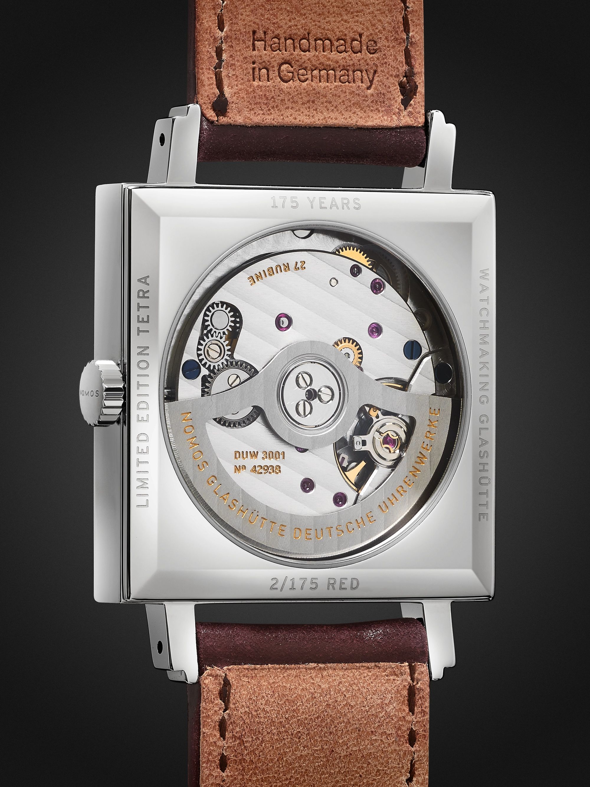 NOMOS GLASHÜTTE Tetra Neomatik 39 Automatic 46mm Stainless Steel and Leather Watch, Ref. No. 421.S1