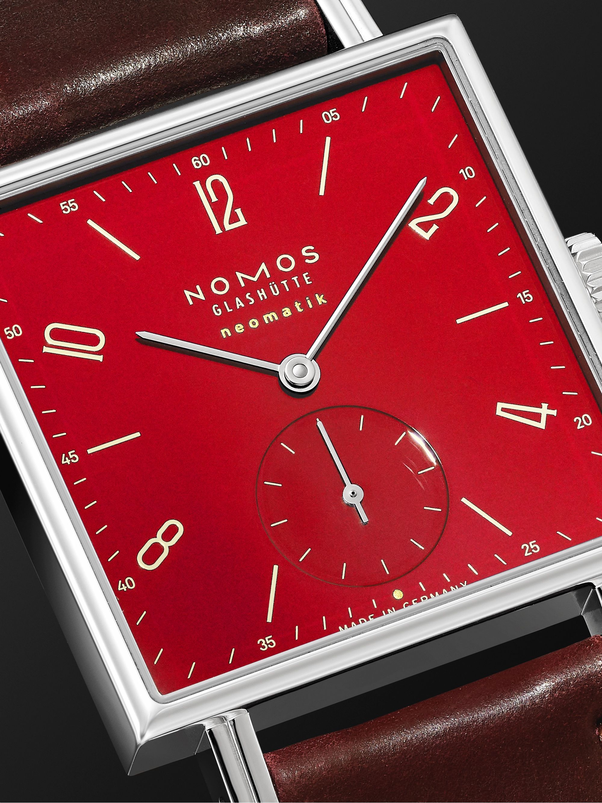 NOMOS GLASHÜTTE Tetra Neomatik 39 Automatic 46mm Stainless Steel and Leather Watch, Ref. No. 421.S1