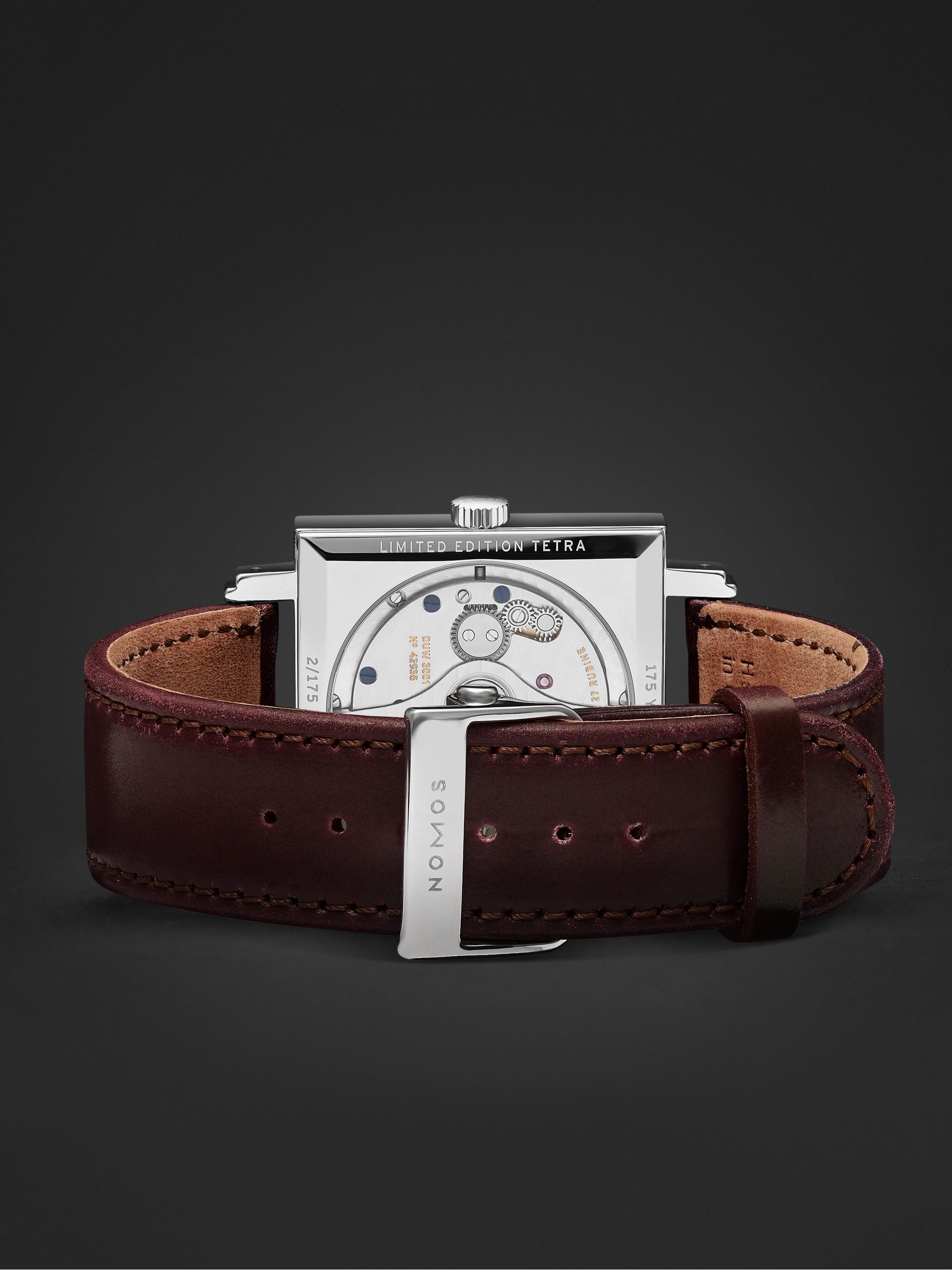 NOMOS GLASHÜTTE Tetra Neomatik 39 Automatic 46mm Stainless Steel and Leather Watch, Ref. No. 421.S1