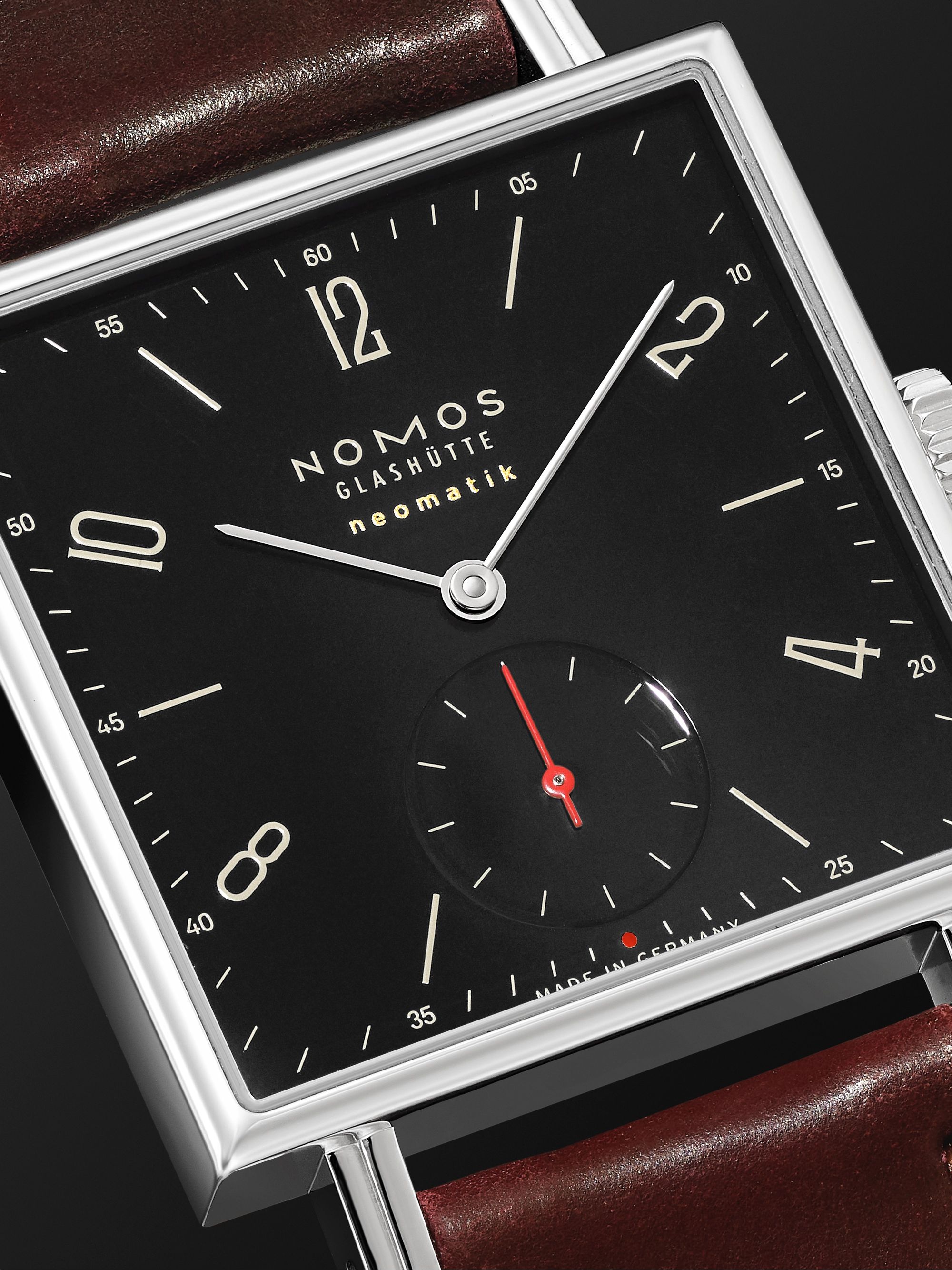 NOMOS GLASHÜTTE Tetra Neomatik 39 Automatic 46mm Stainless Steel and Leather Watch, Ref. No. 421.S1