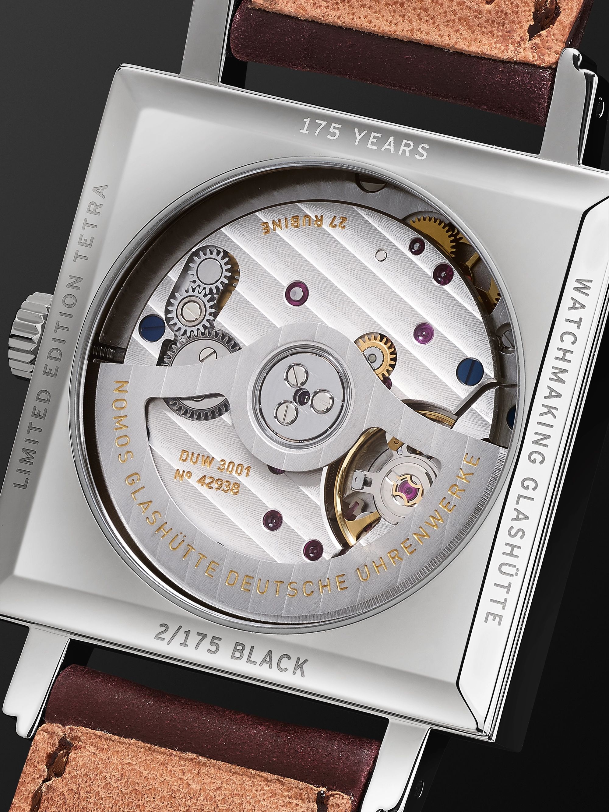 NOMOS GLASHÜTTE Tetra Neomatik 39 Automatic 46mm Stainless Steel and Leather Watch, Ref. No. 421.S1