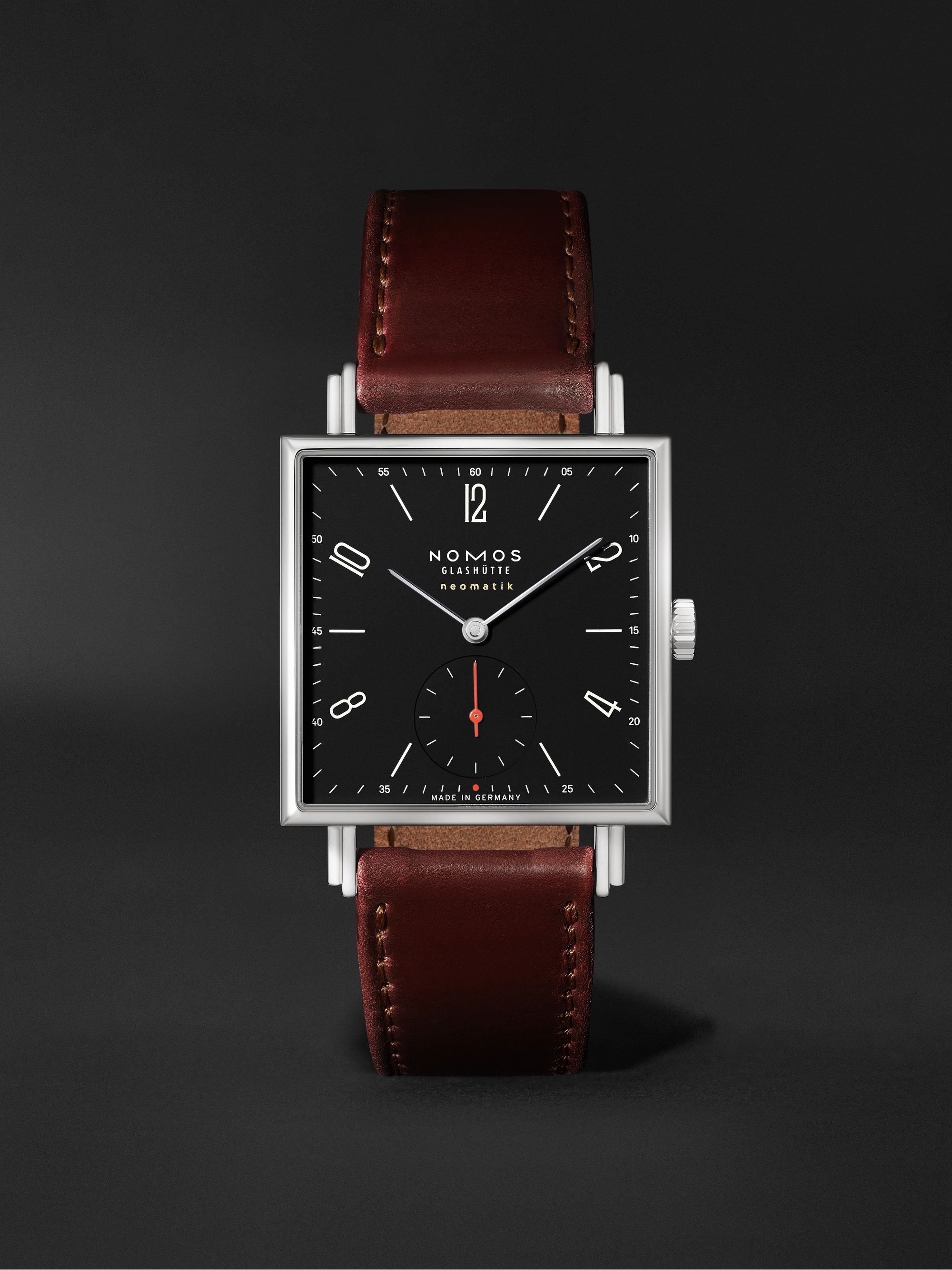 NOMOS GLASHÜTTE Tetra Neomatik 39 Automatic 46mm Stainless Steel and Leather Watch, Ref. No. 421.S1