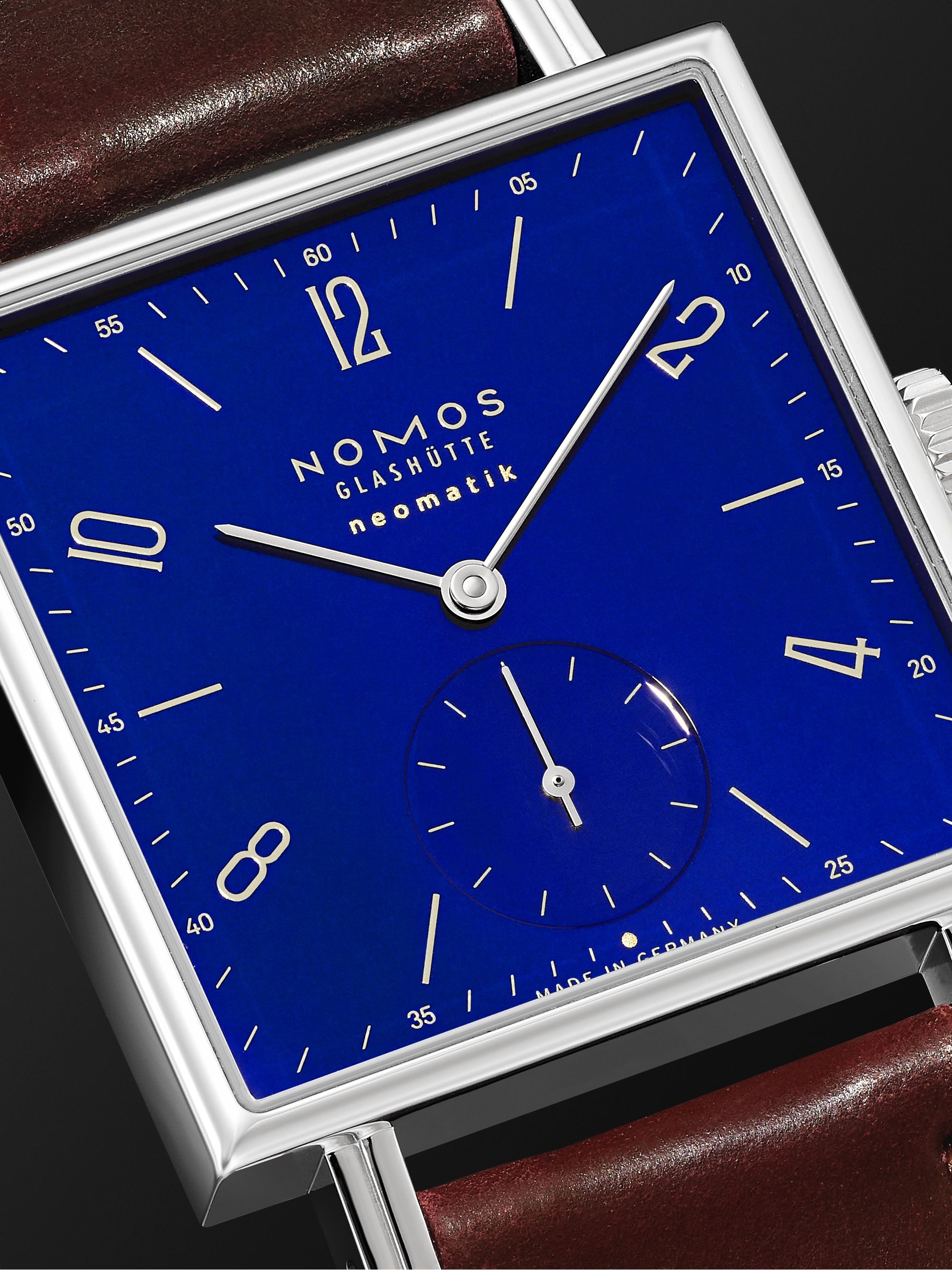 NOMOS GLASHÜTTE Tetra Neomatik 39 Automatic 46mm Stainless Steel and Leather Watch, Ref. No. 421.S1