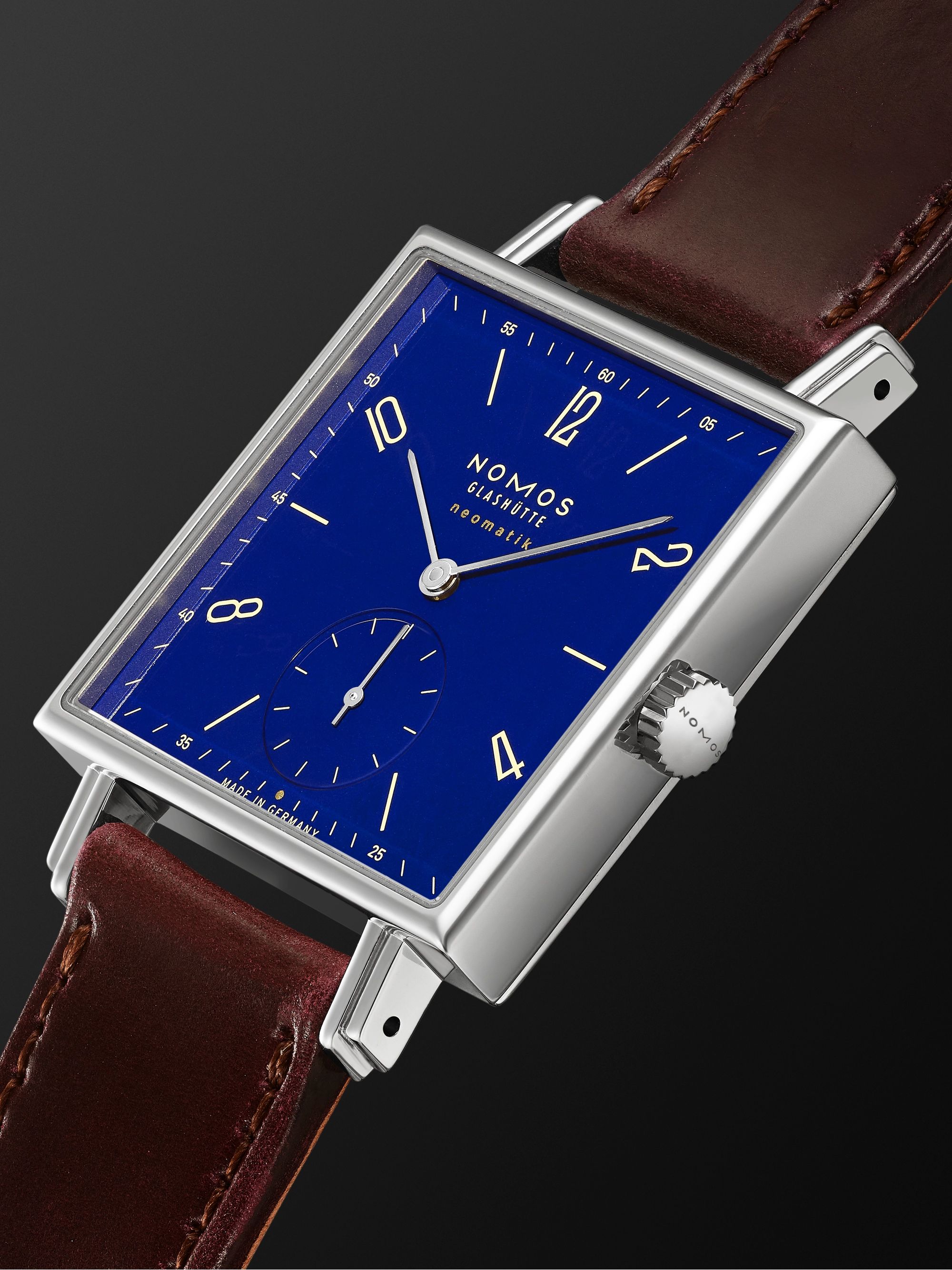 NOMOS GLASHÜTTE Tetra Neomatik 39 Automatic 46mm Stainless Steel and Leather Watch, Ref. No. 421.S1