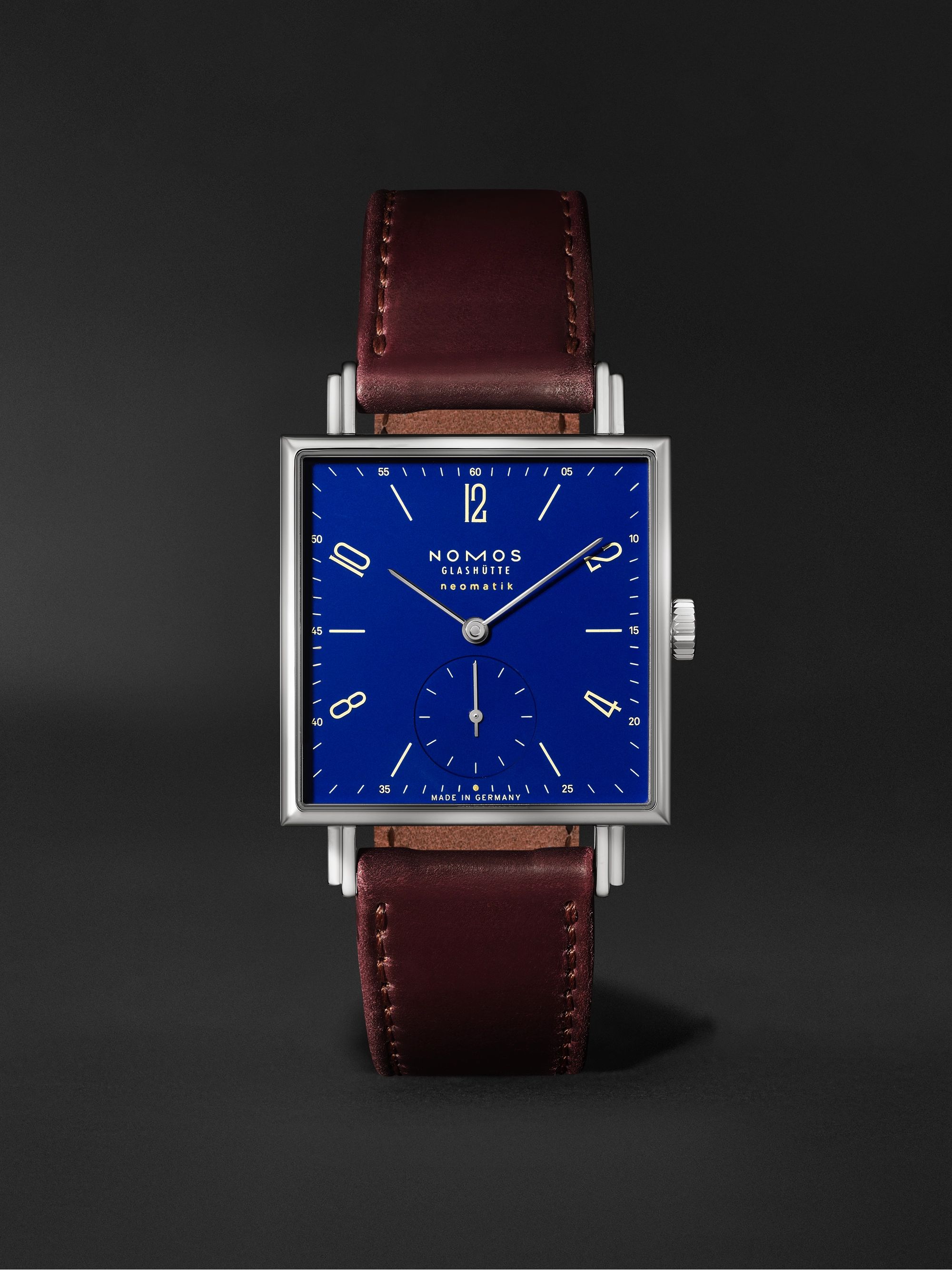 NOMOS GLASHÜTTE Tetra Neomatik 39 Automatic 46mm Stainless Steel and Leather Watch, Ref. No. 421.S1