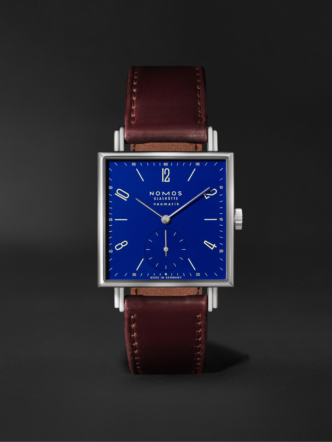 Nomos Glashütte Tetra Neomatik 39 Automatic 46mm Stainless Steel And Leather Watch, Ref. No. 421.s3 In Blue