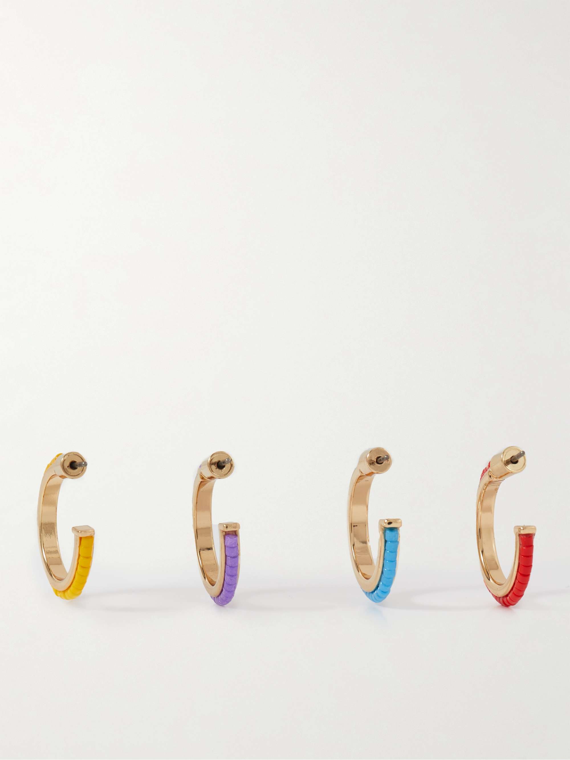 ROXANNE ASSOULIN Set of Four Gold-Tone Beaded Hoop Earrings
