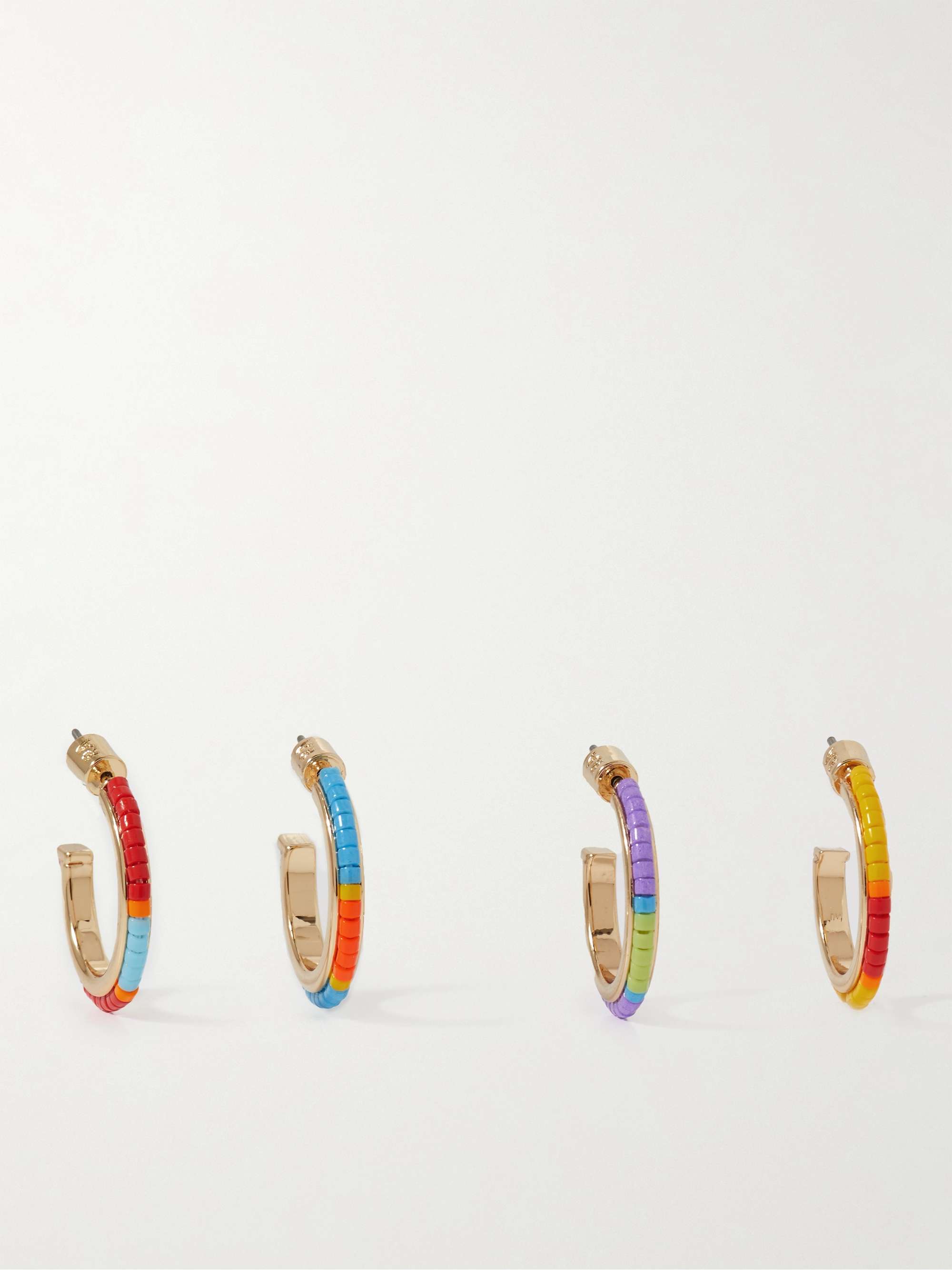 ROXANNE ASSOULIN Set of Four Gold-Tone Beaded Hoop Earrings