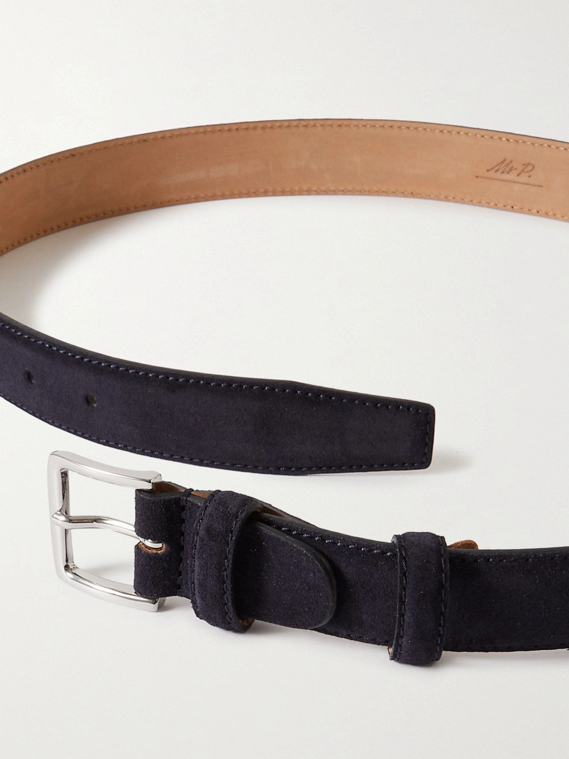 Shop Mr P 3cm Suede Belt In Blue