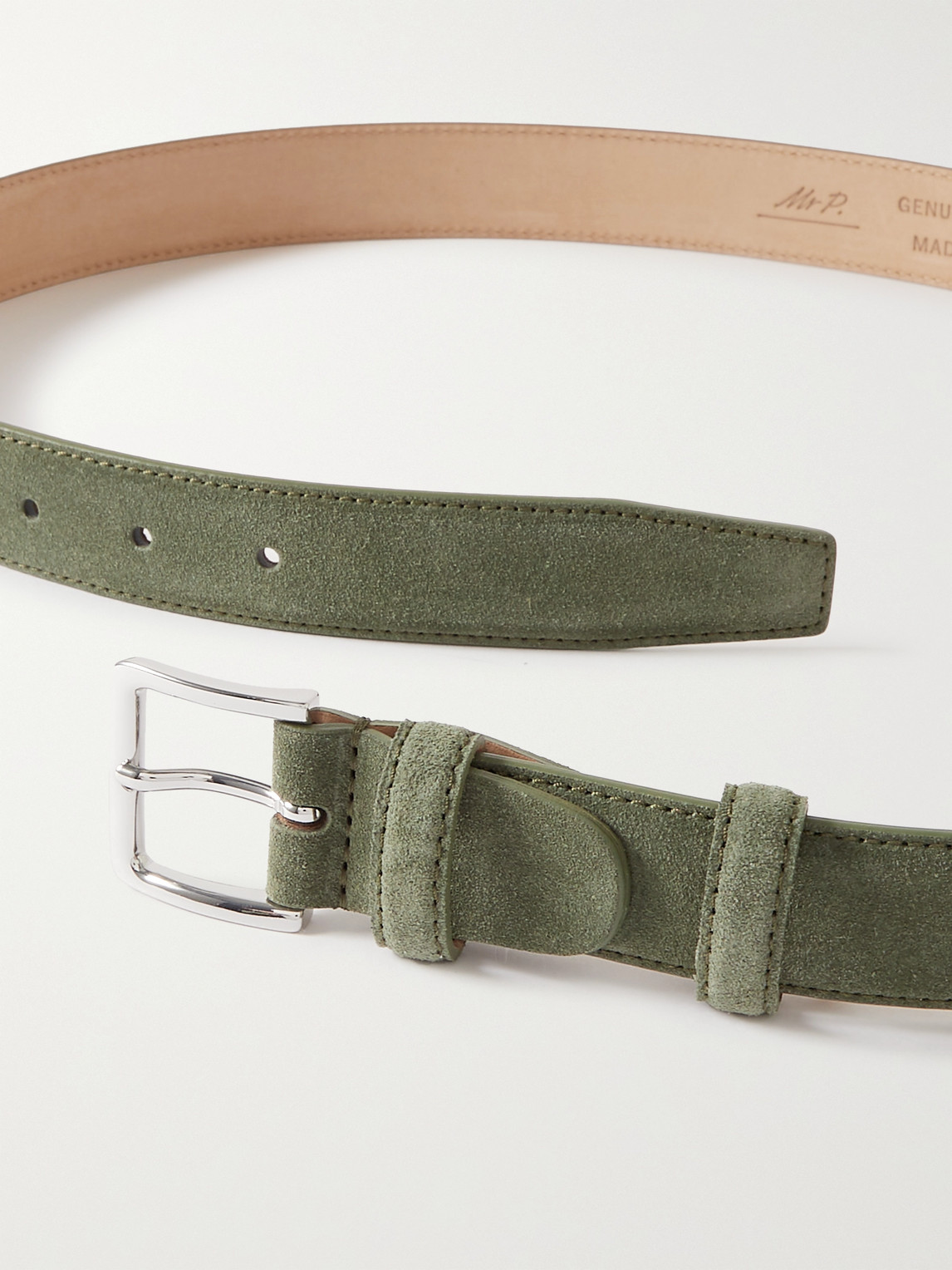 Shop Mr P 3cm Suede Belt In Green