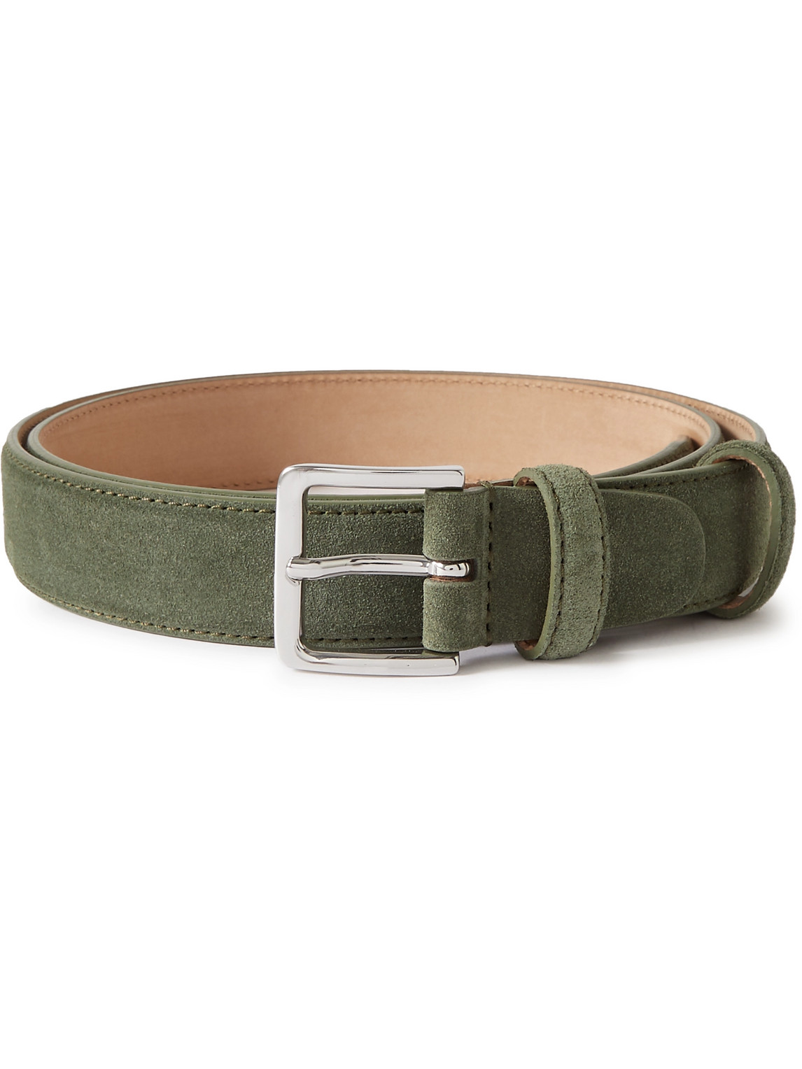 Mr P 3cm Suede Belt In Green