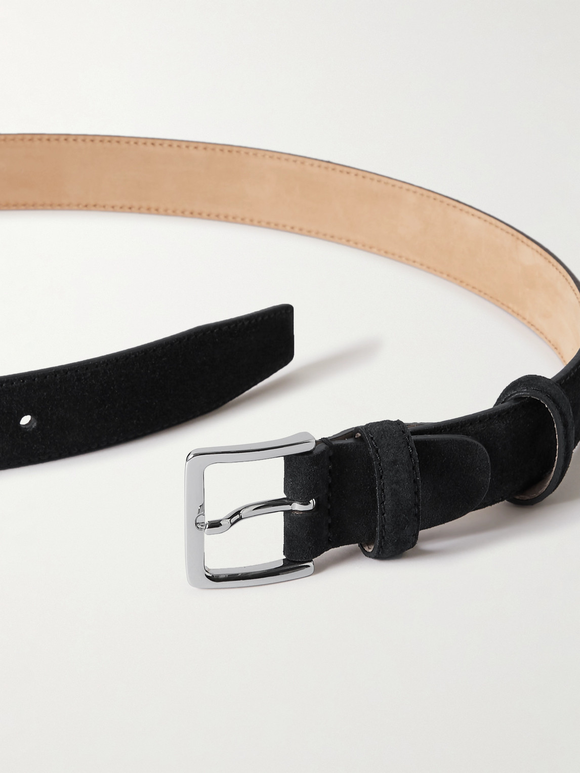 Shop Mr P 3cm Suede Belt In Black