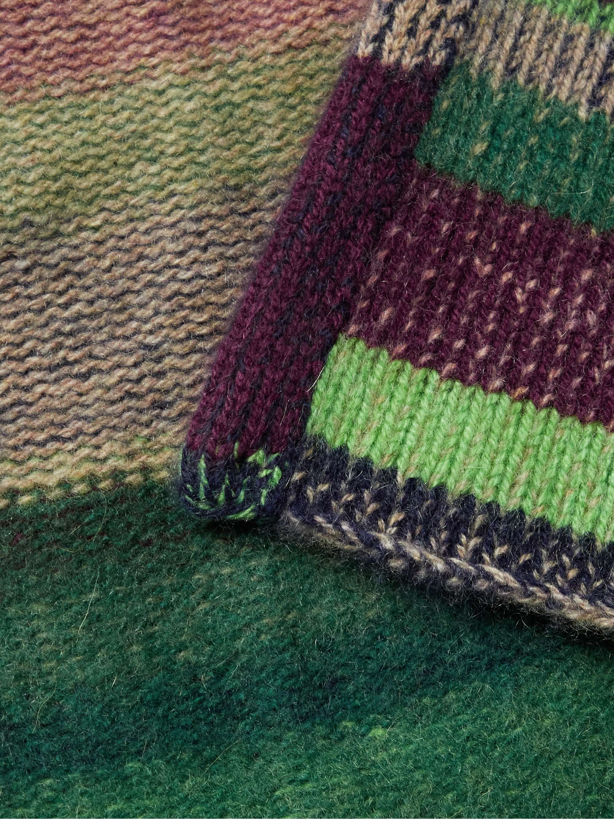 THE ELDER STATESMAN Shawl-Collar Striped Cashmere Cardigan
