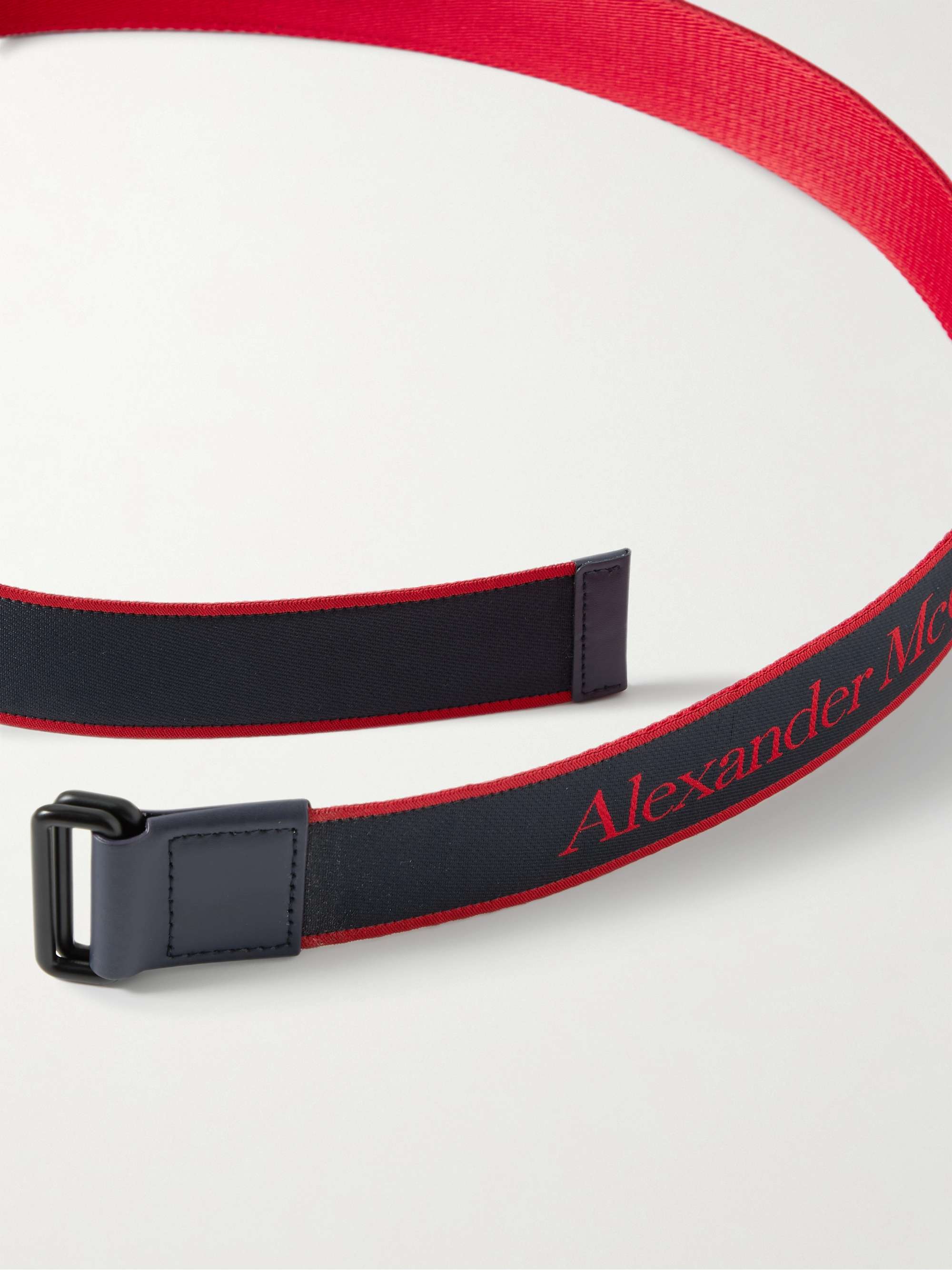 ALEXANDER MCQUEEN Logo-Jacquard Leather-Trimmed Webbing Belt