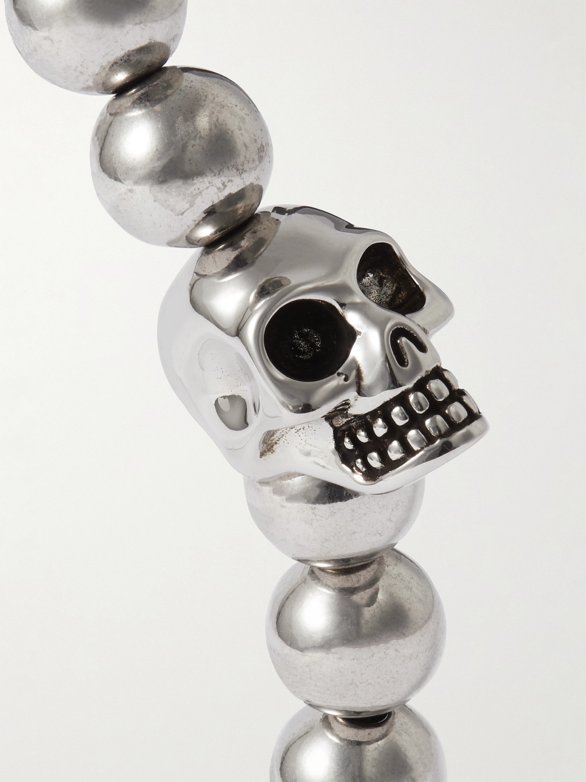 Alexander Mcqueen Beaded Skull Motif Bracelet In Silver