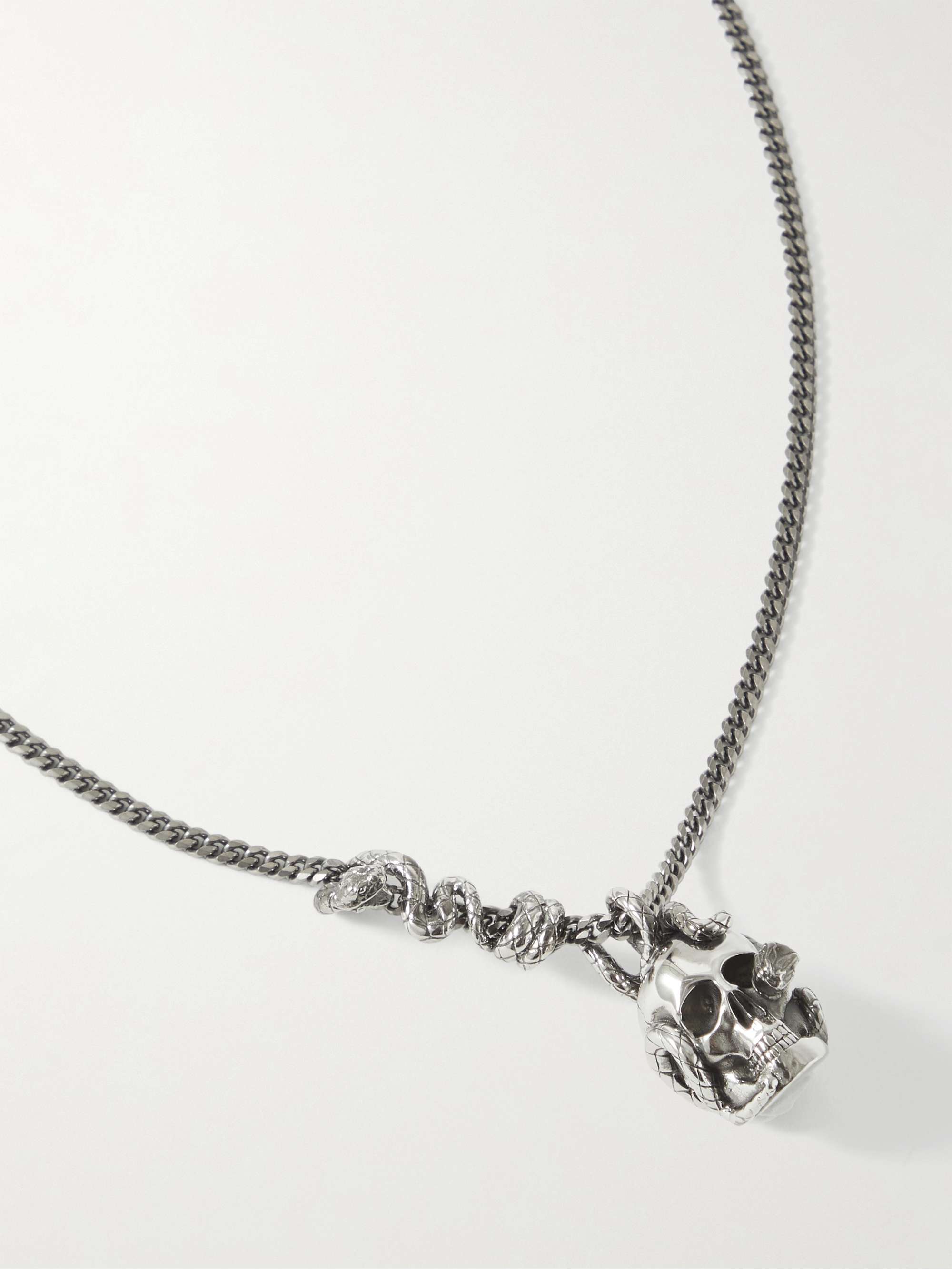 Skull Silver-Tone Crystal Necklace