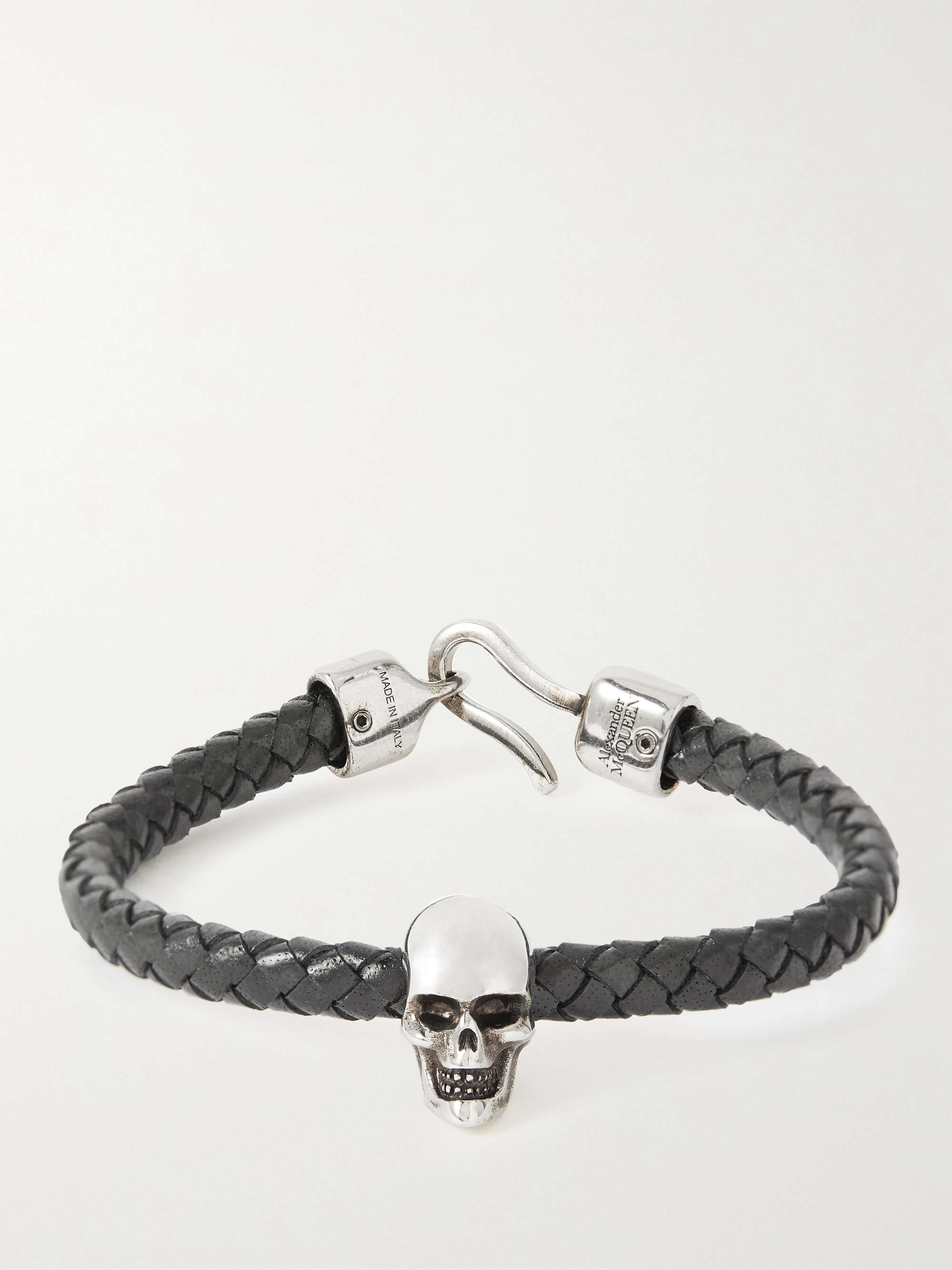 systeem Alternatief adviseren ALEXANDER MCQUEEN Skull Woven Leather and Silver-Tone Bracelet | MR PORTER