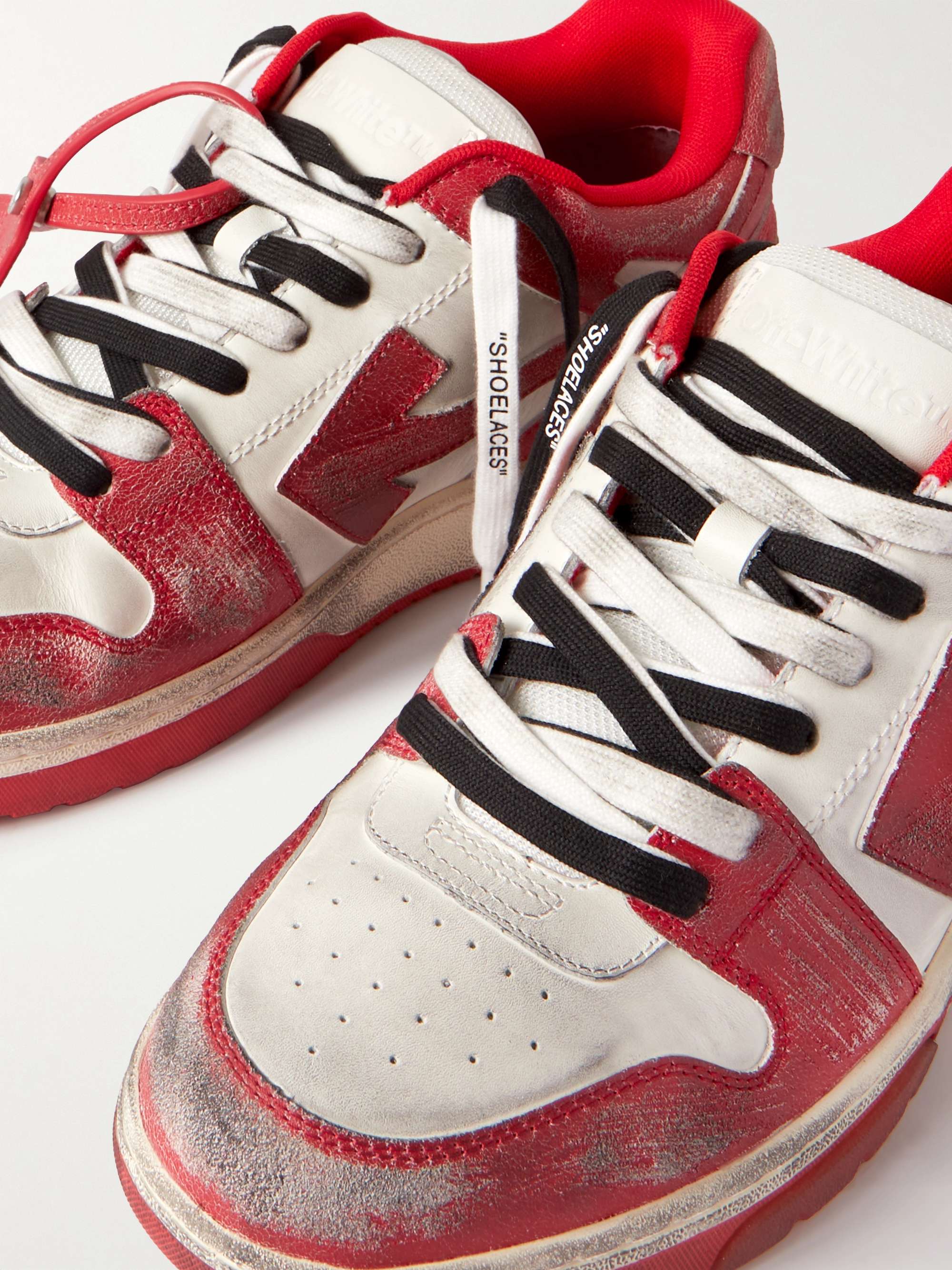 OFF-WHITE Out Of Office Distressed Leather Sneakers