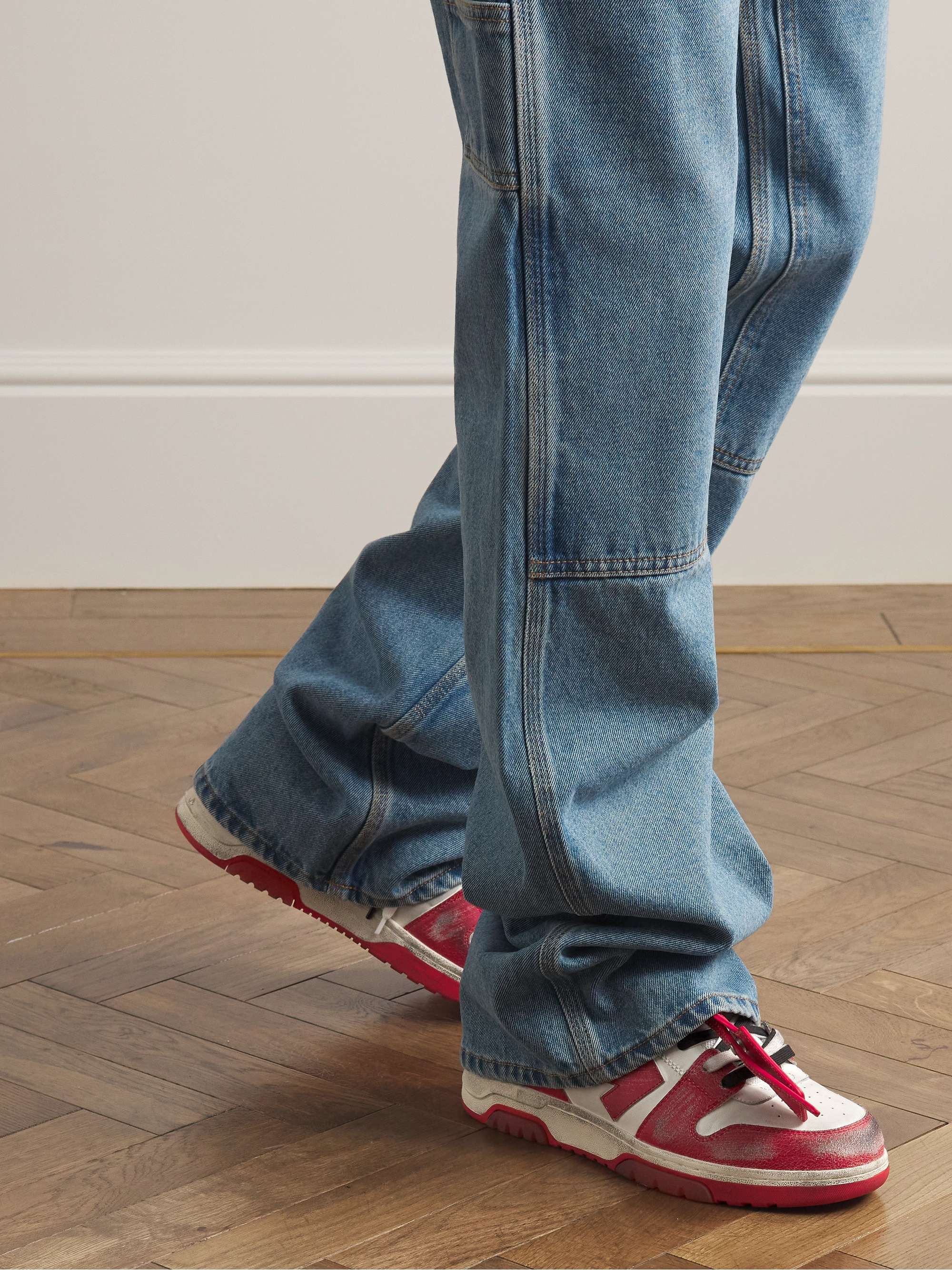 OFF-WHITE Out Of Office Distressed Leather Sneakers