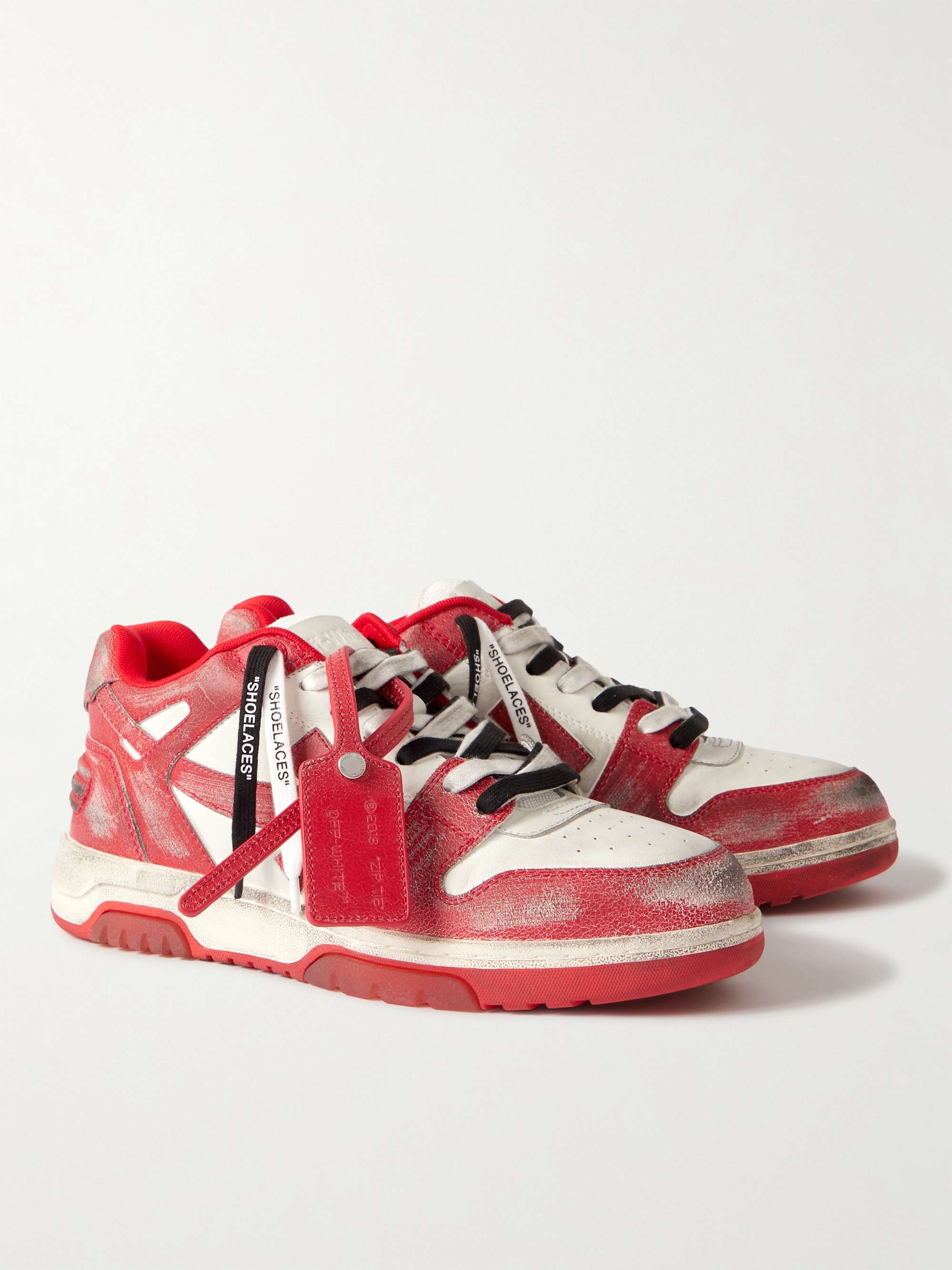 OFF-WHITE Out Of Office Distressed Leather Sneakers