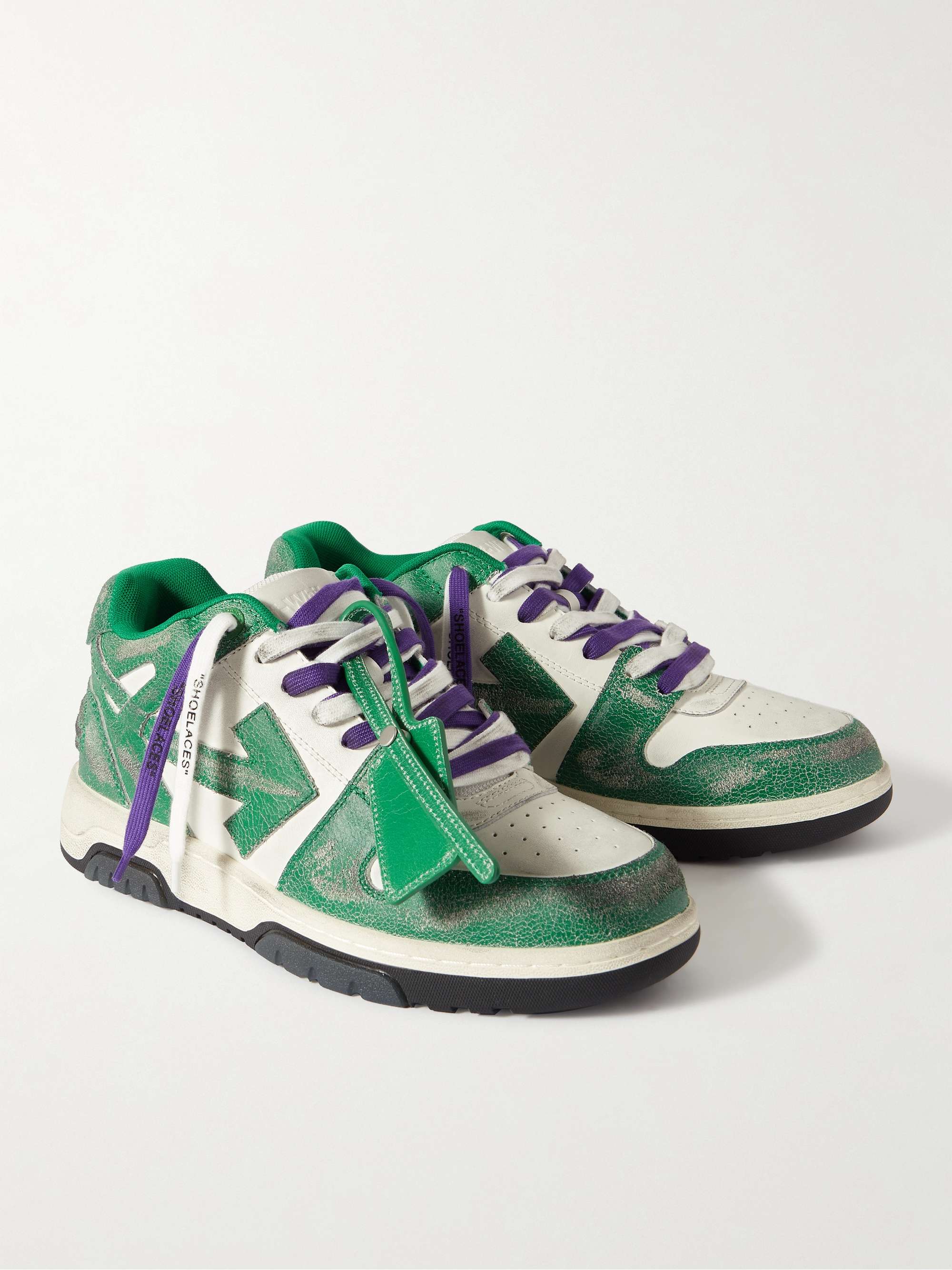 OFF-WHITE Out Of Office Distressed Leather Sneakers