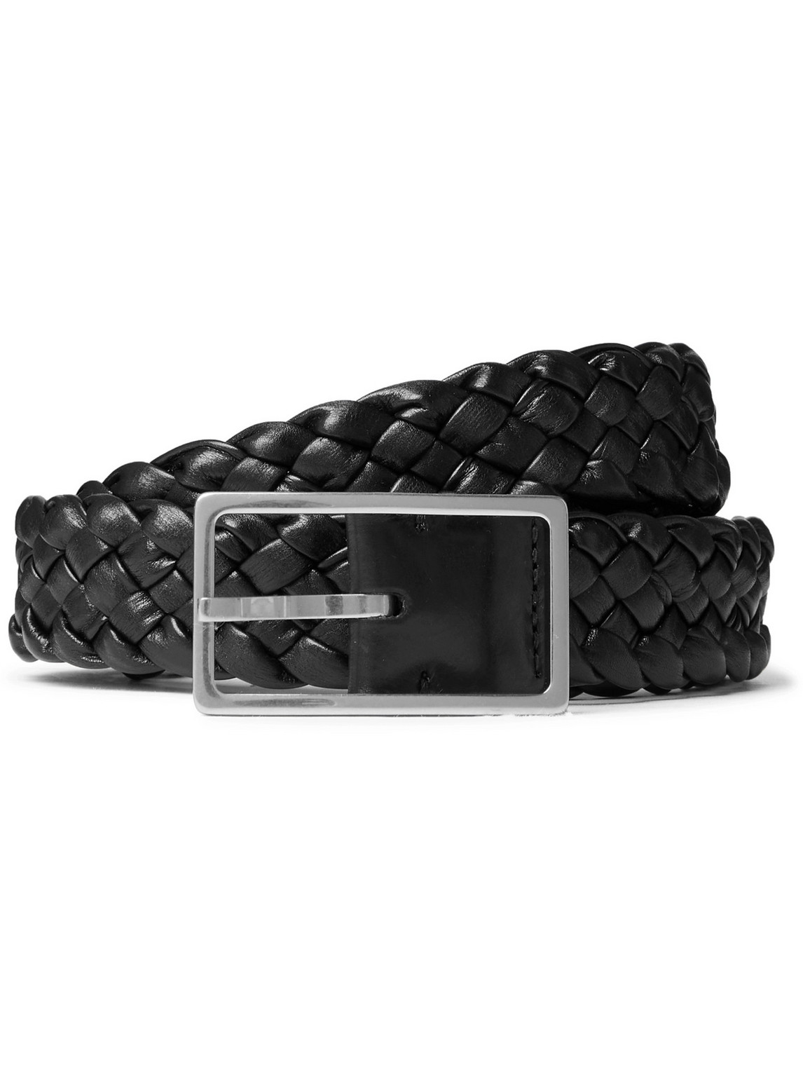 Bottega Veneta 4cm Intrecciato Leather Belt In Black