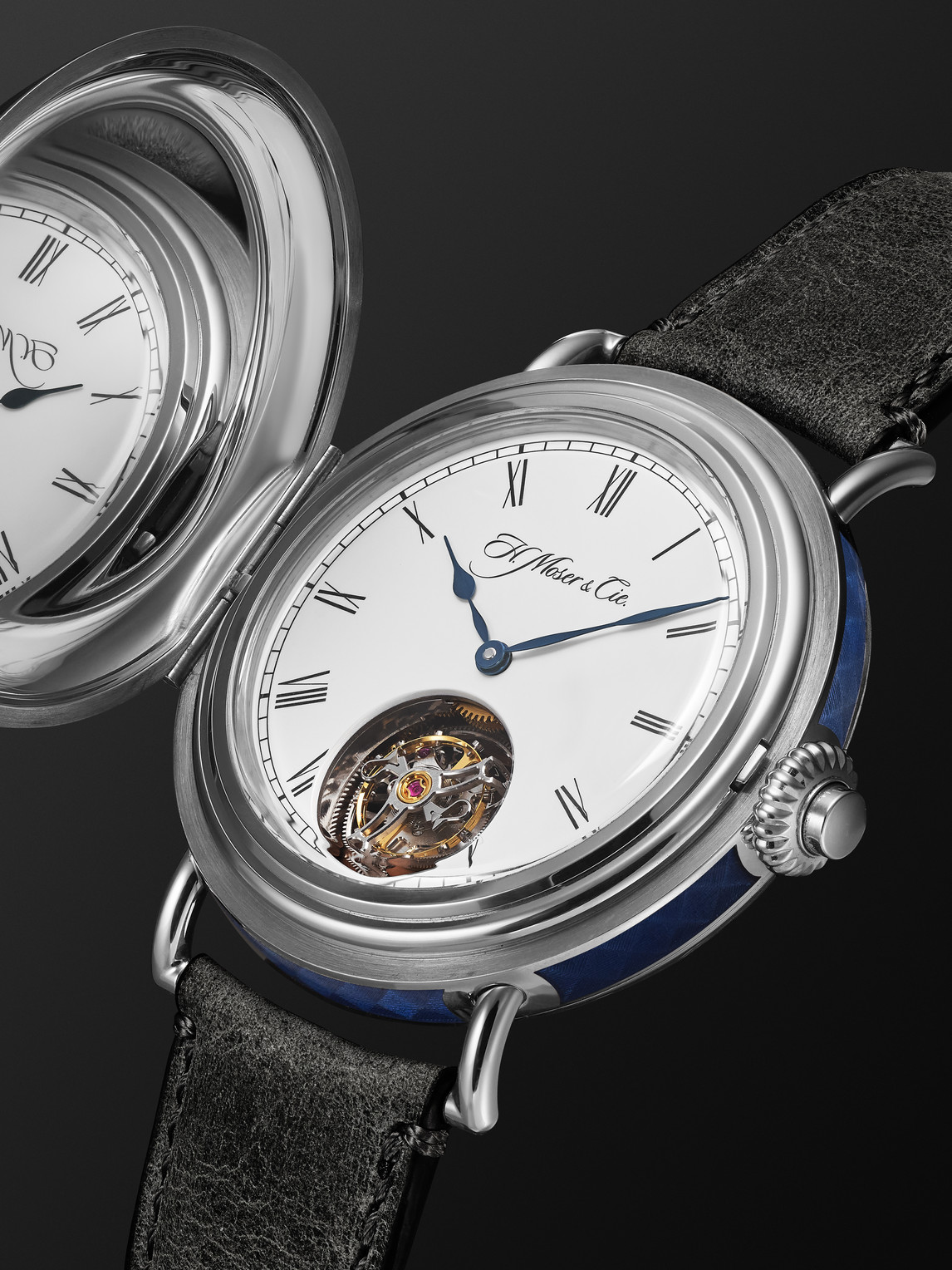  H. Moser & Cie. - Heritage Tourbillon 46mm 18-karat White Gold And Leather Watch, Ref. No. 8804-0201 - Men - White 