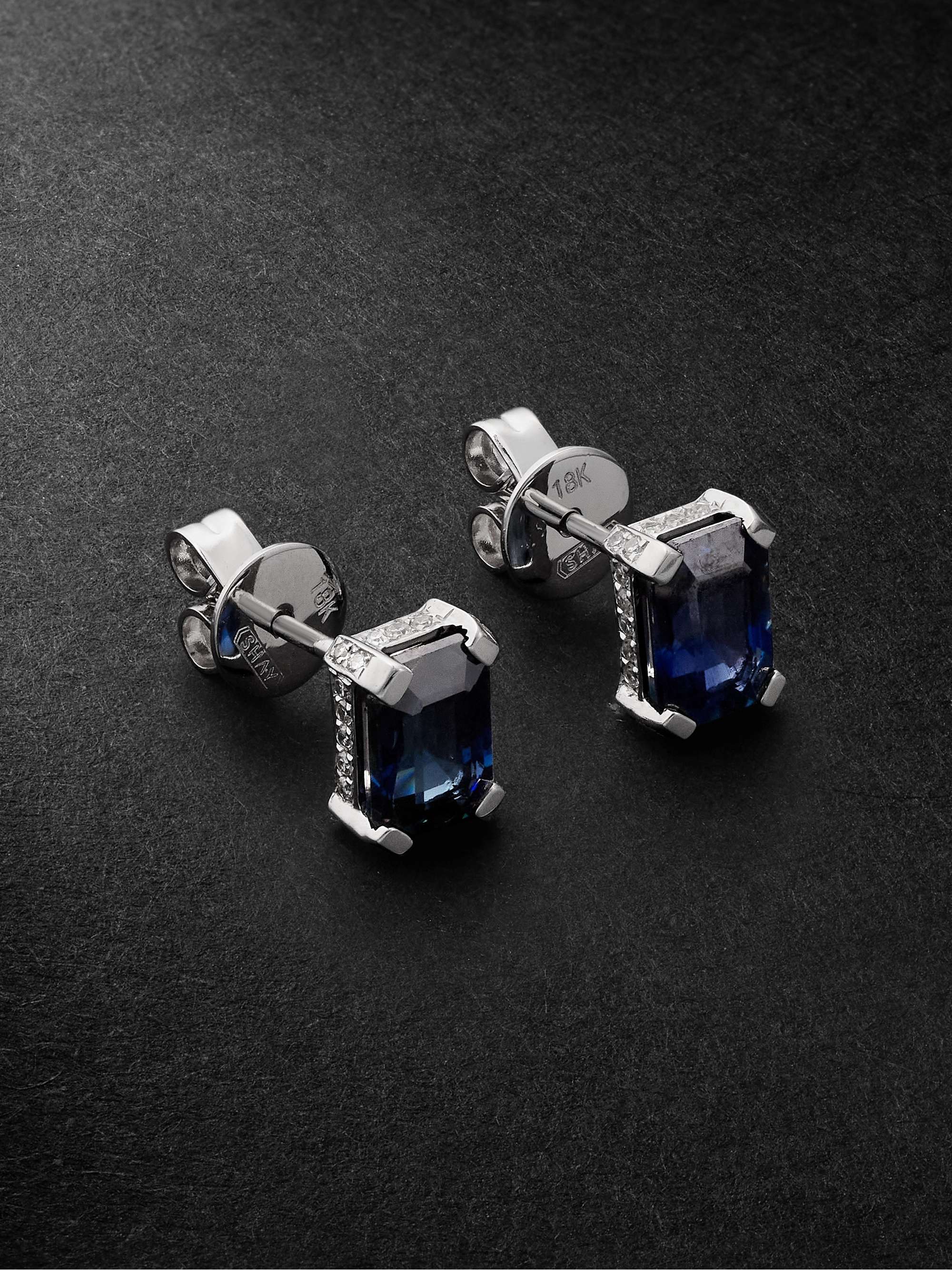 Macy's Sapphire (5/8 ct. t.w.) & Diamond Accent Stud Earrings in 10k White  Gold | CoolSprings Galleria