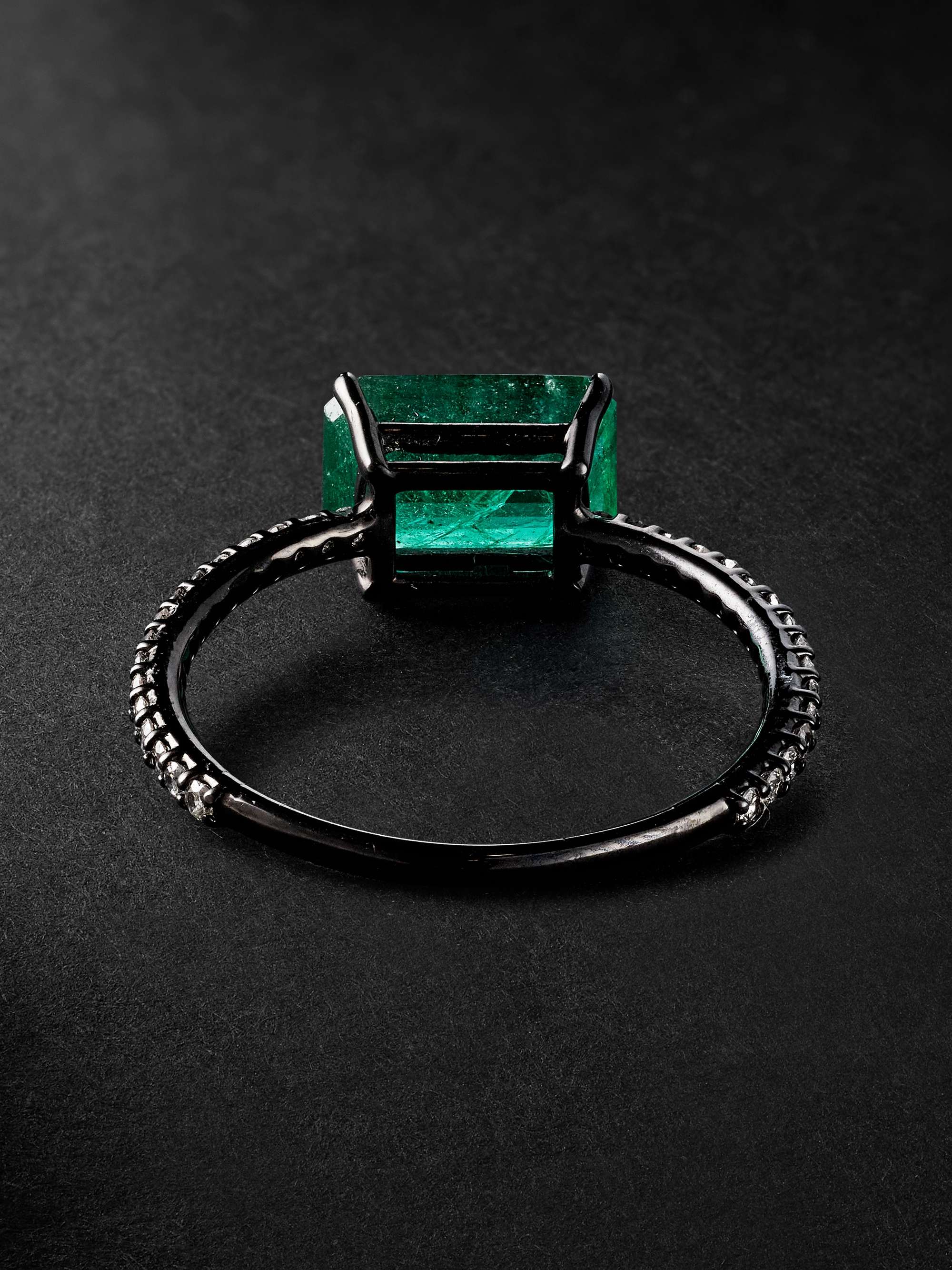 SHAY Blackened Gold, Emerald and Diamond Ring