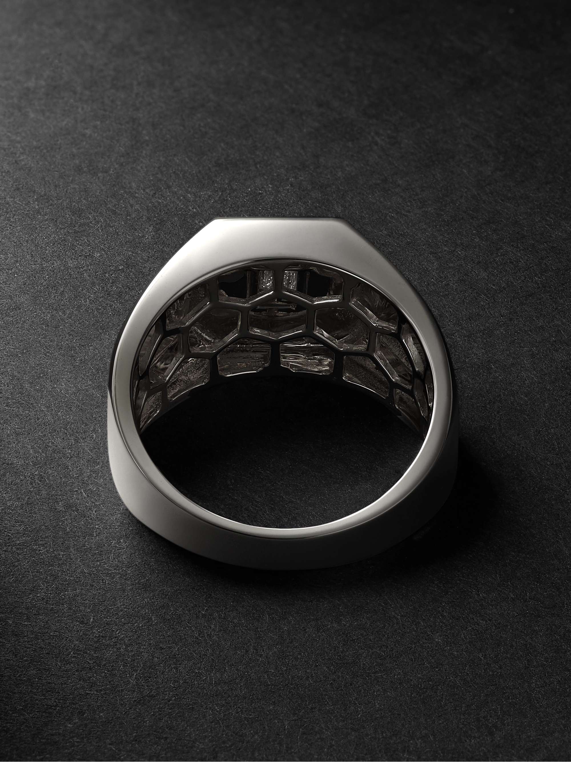 SHAY Blackened Gold Diamond Signet Ring