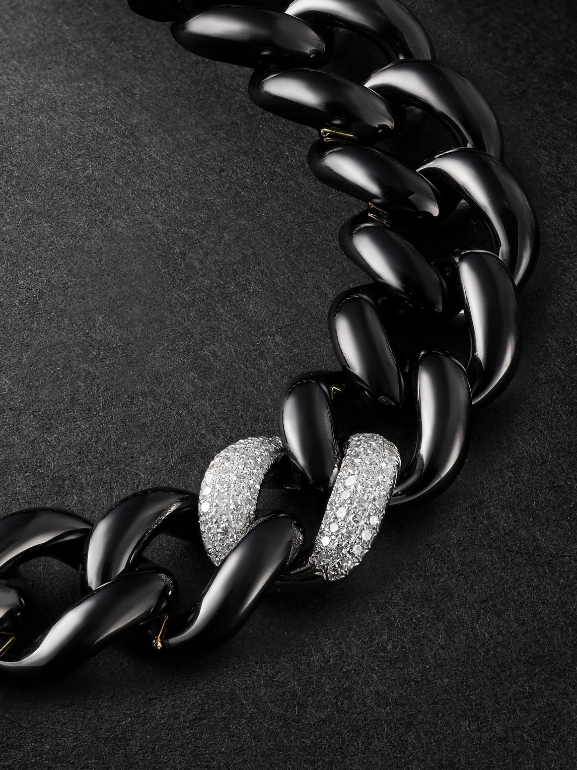 Shop Shay Link White Gold, Ceramic And Diamond Bracelet In Black