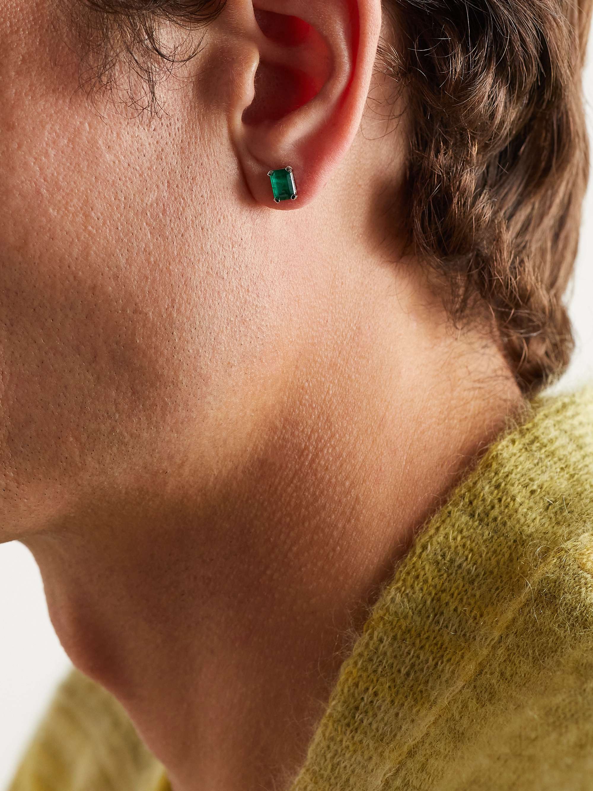 SHAY Hidden Halo White Gold, Emerald and Diamond Earrings