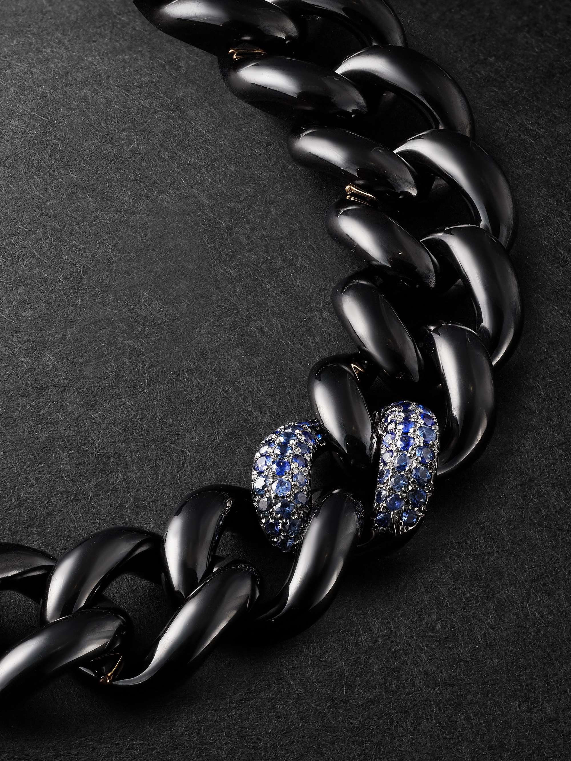 SHAY Blackened Gold, Ceramic, Sapphire and Diamond Bracelet