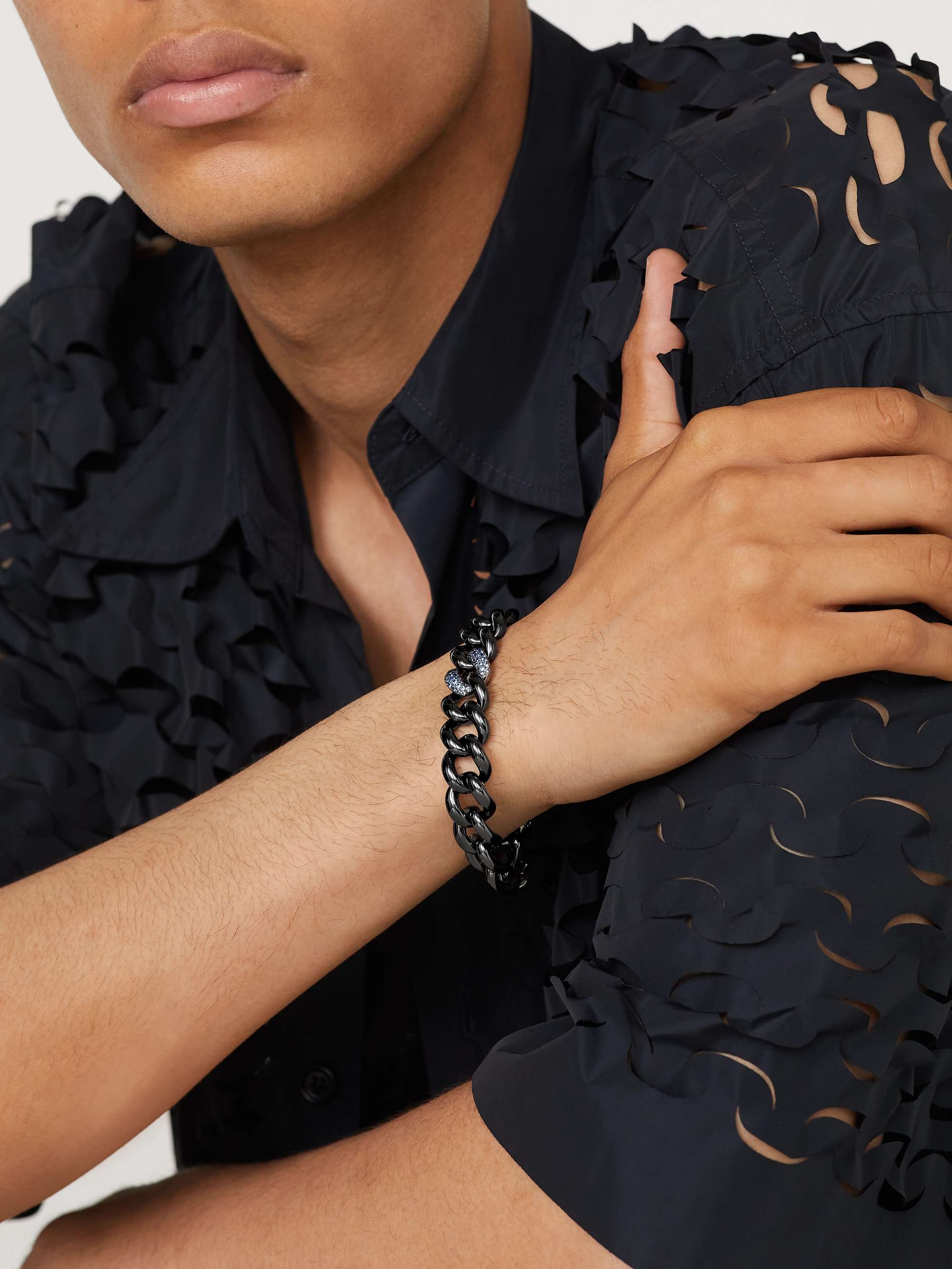 SHAY Blackened Gold, Ceramic, Sapphire and Diamond Bracelet