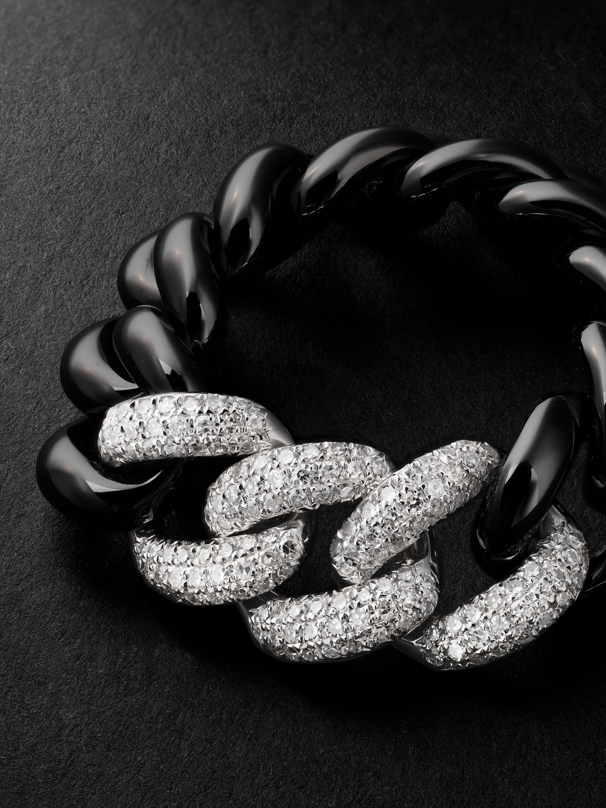 SHAY Link White Gold, Ceramic and Diamond Ring