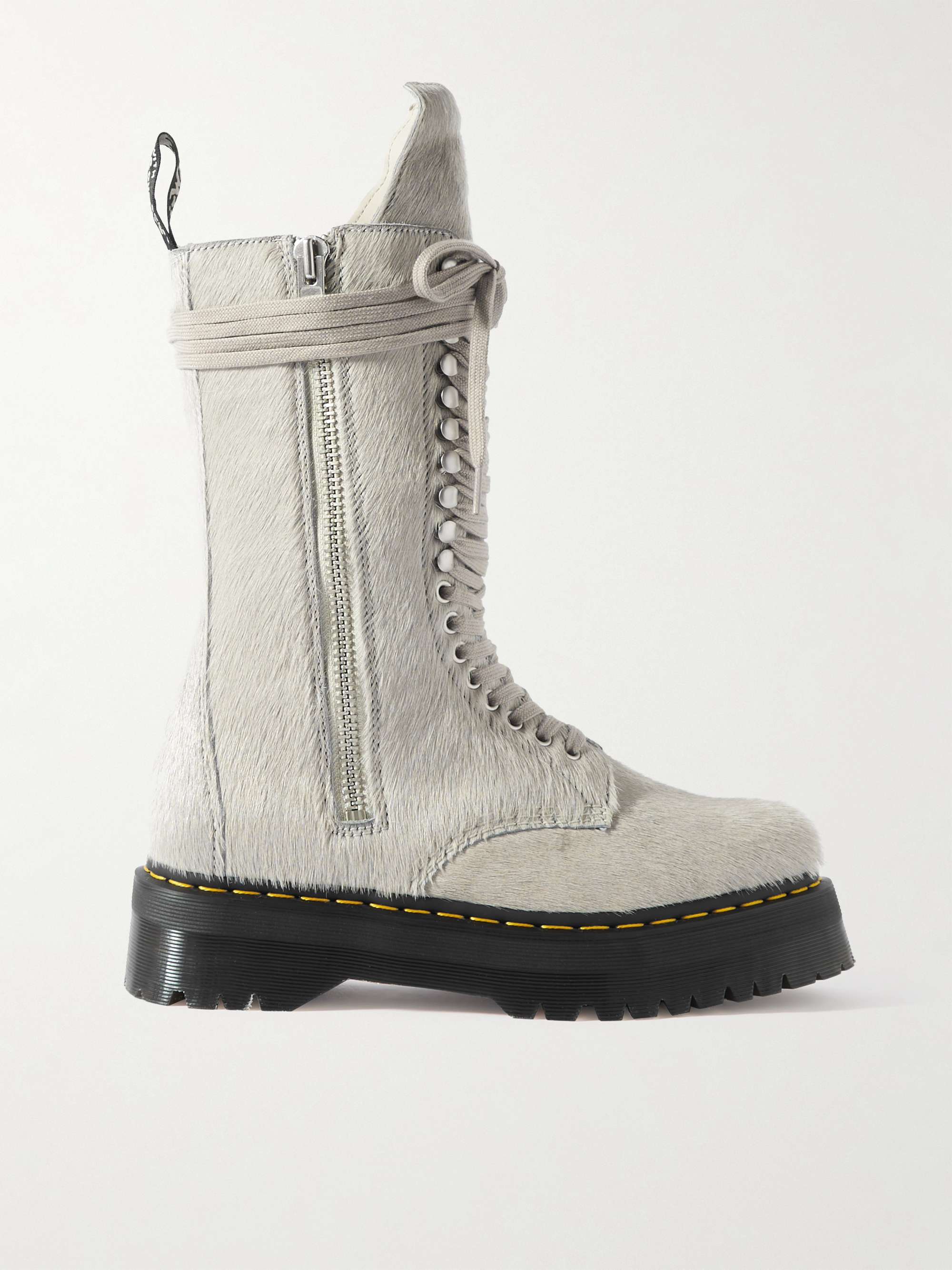 RICK OWENS + Dr. Martens Calf Hair Boots for Men | MR PORTER