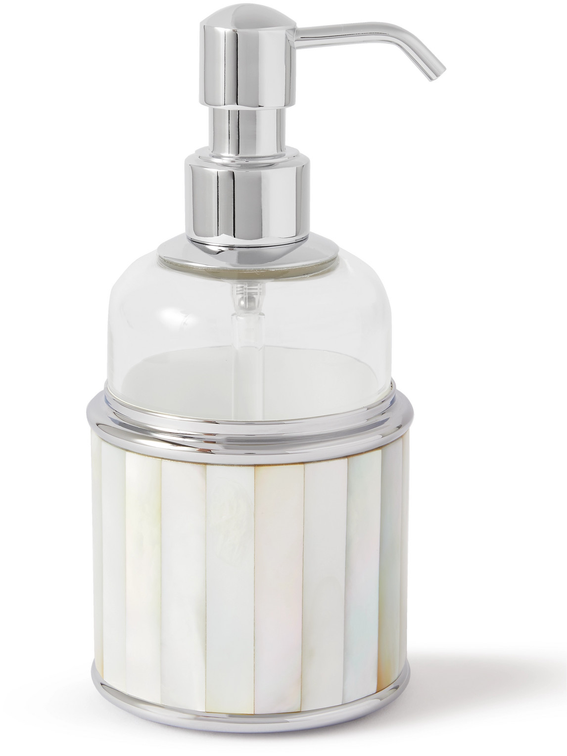 Lorenzi Milano Glass, Mother-of-pearl And Chrome-plated Soap Dispenser In White
