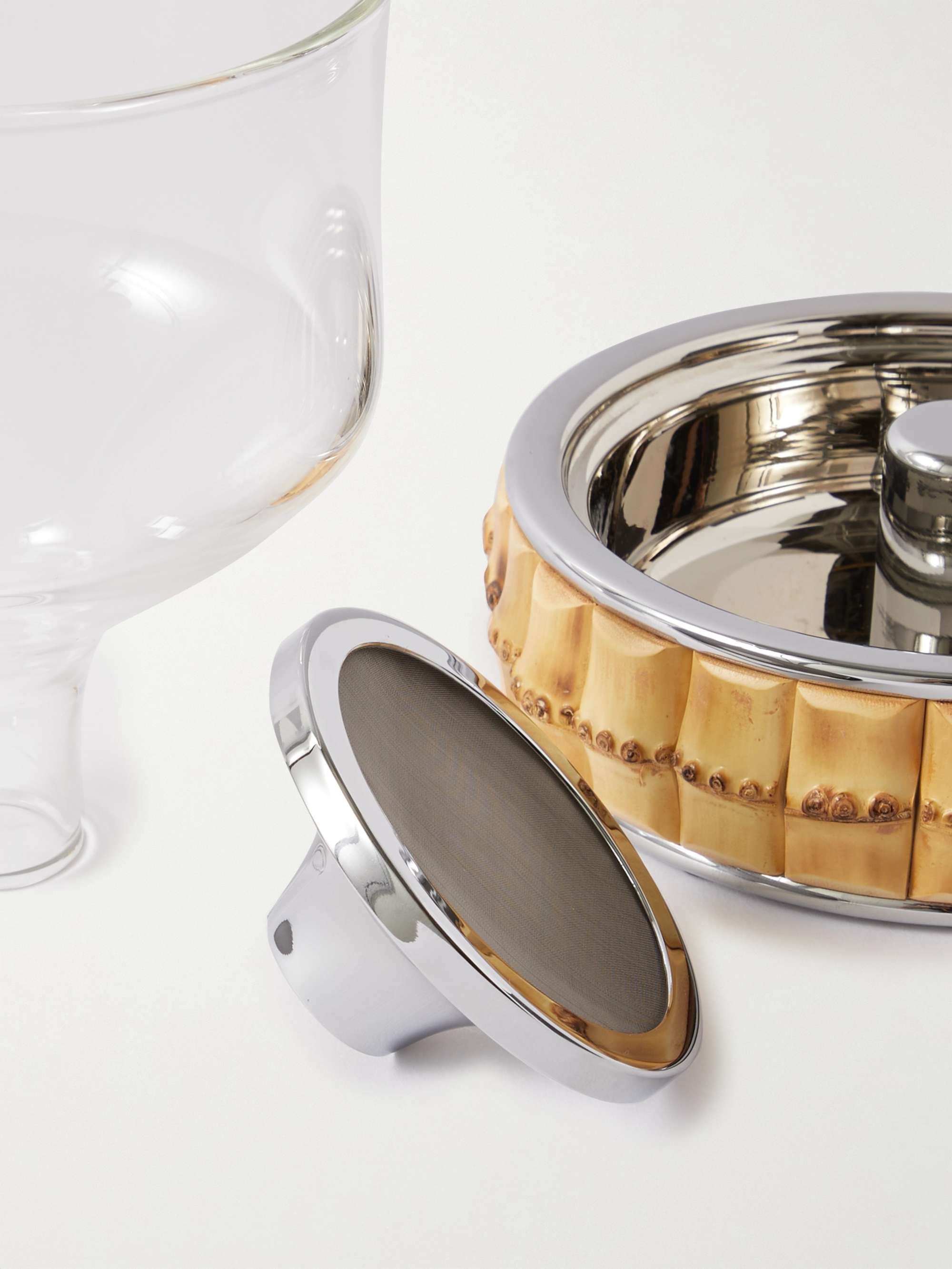 LORENZI MILANO Bamboo and Chrome-Plated Tea Infuser